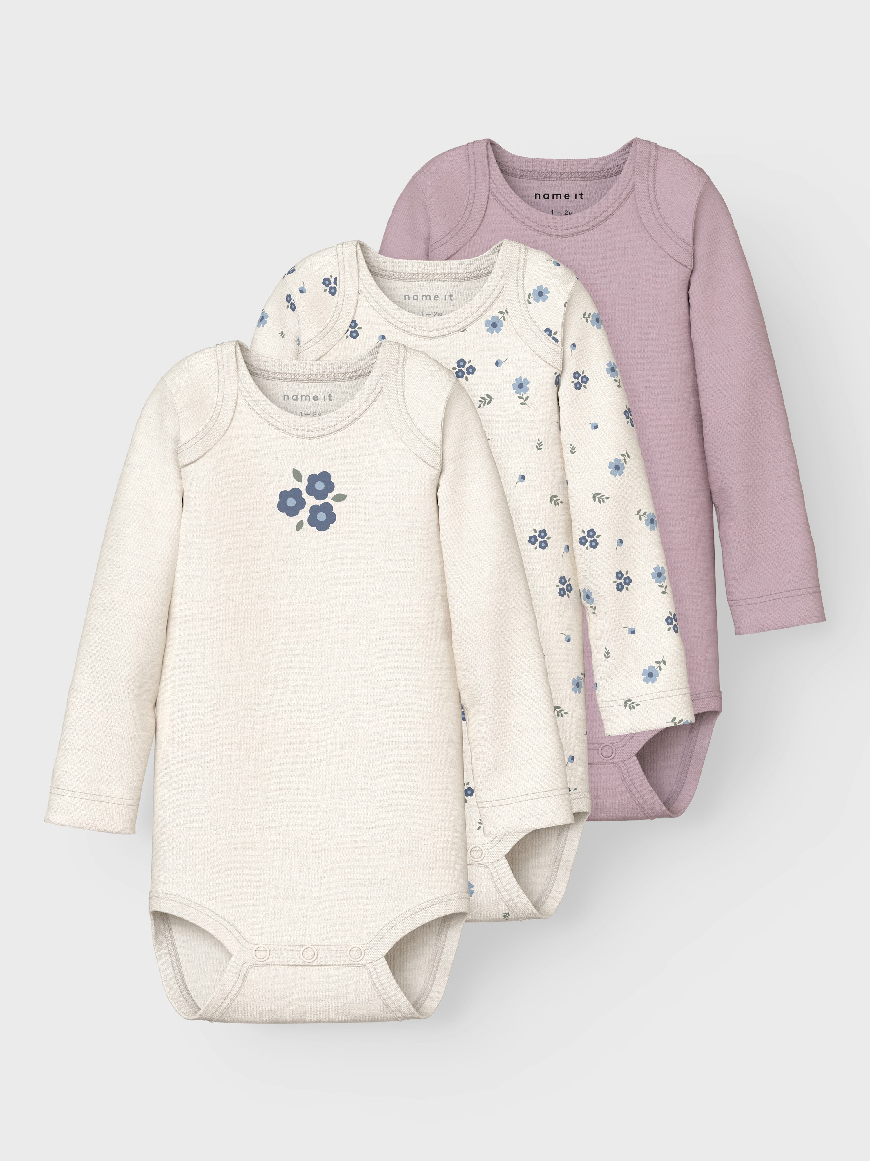 Name It Body NBFBODY 3P LS JET STREAM FLOWER NOOS (set 3-delig)