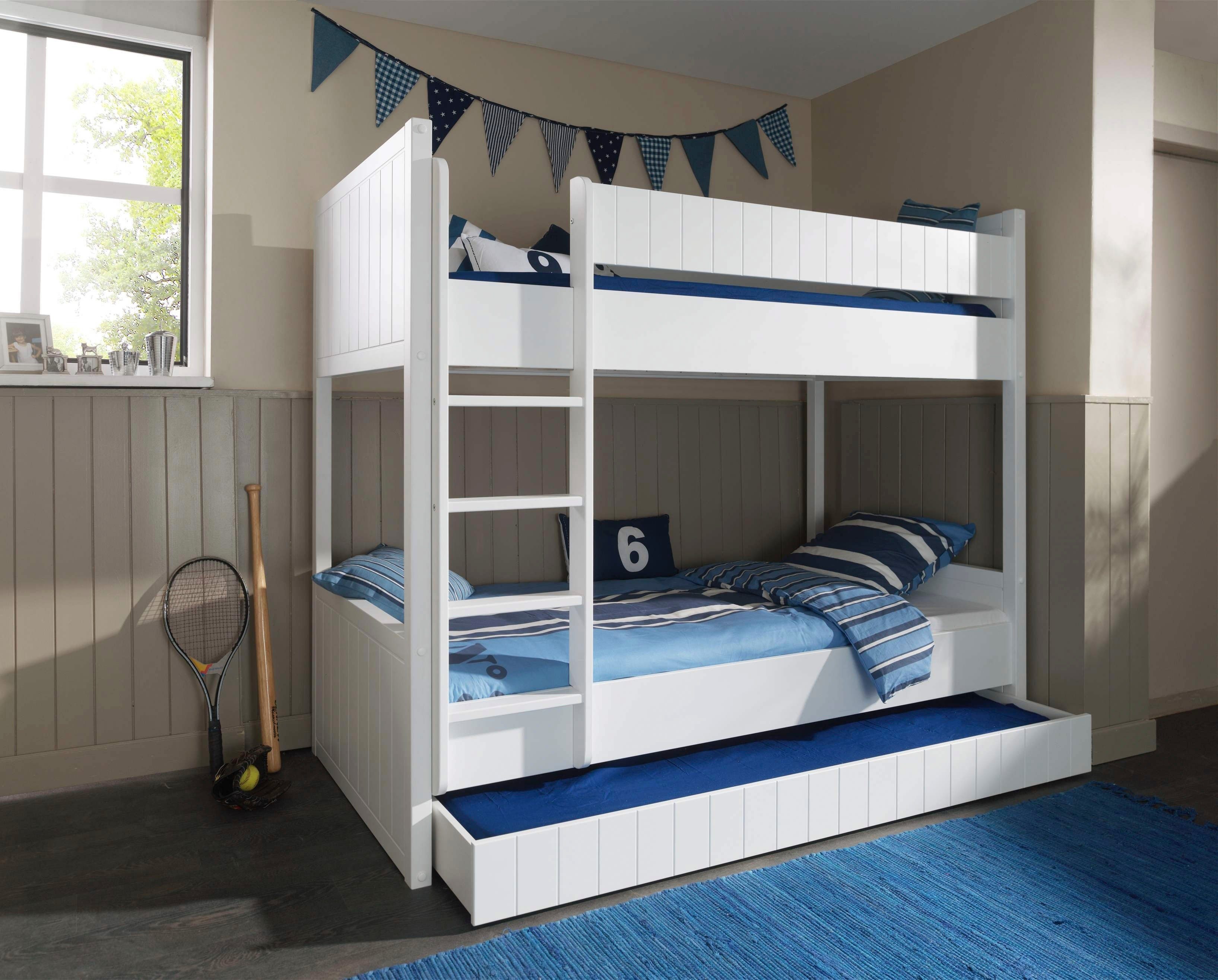 Vipack Stapelbed ROBIN in rechtlijnige look, inclusief lattenrol, wit gelakt