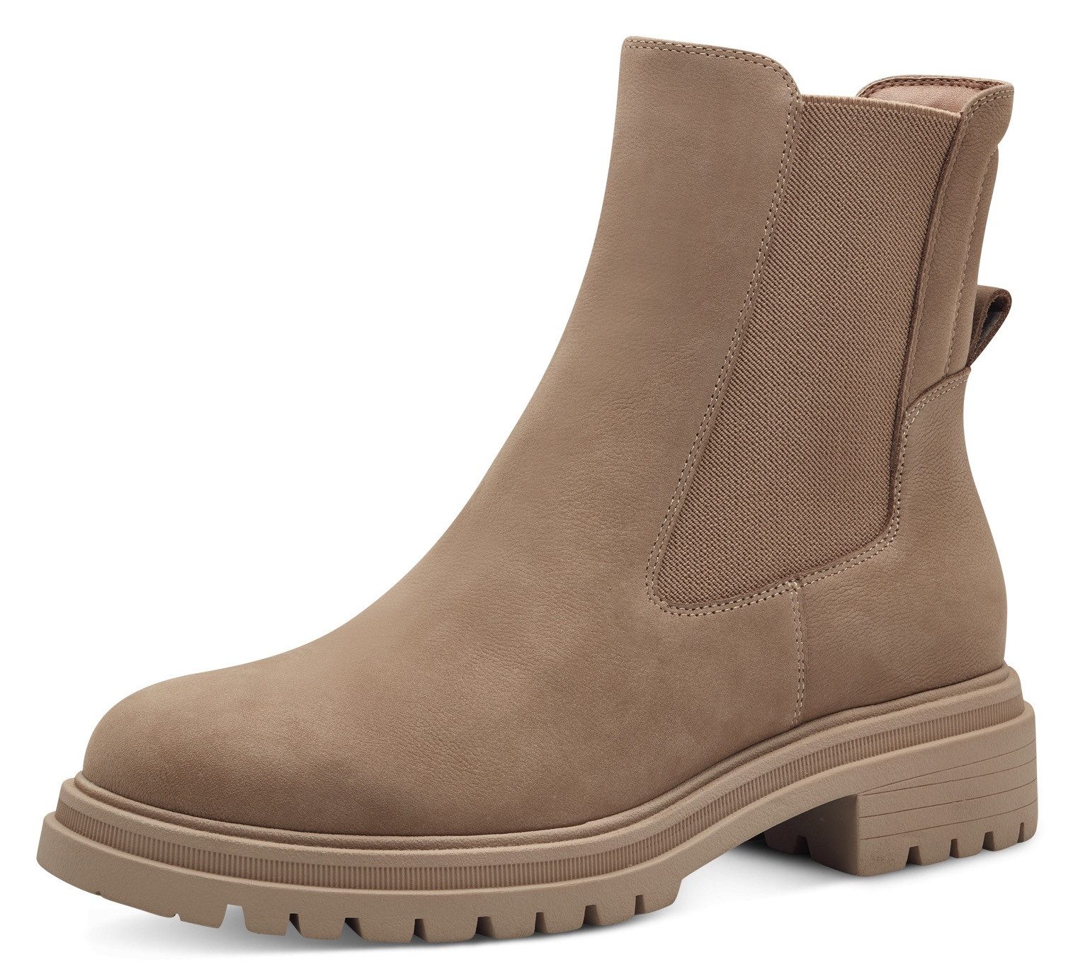 Tamaris Chelsea-boots blokhak, combat boots, enkellaars met stretch-inzet