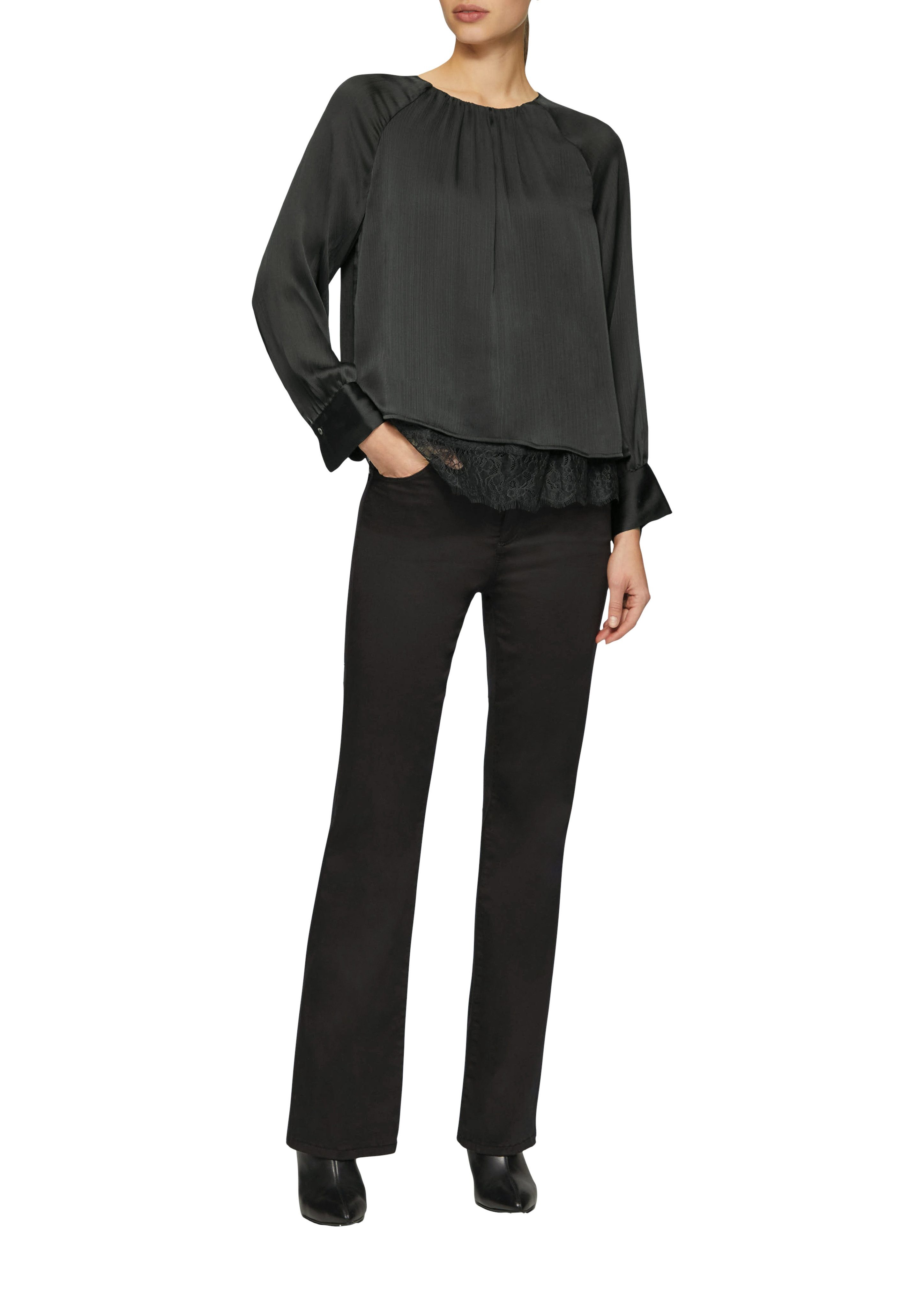 s.Oliver BLACK LABEL Blouse met lange mouwen met lichte ribstructuur
