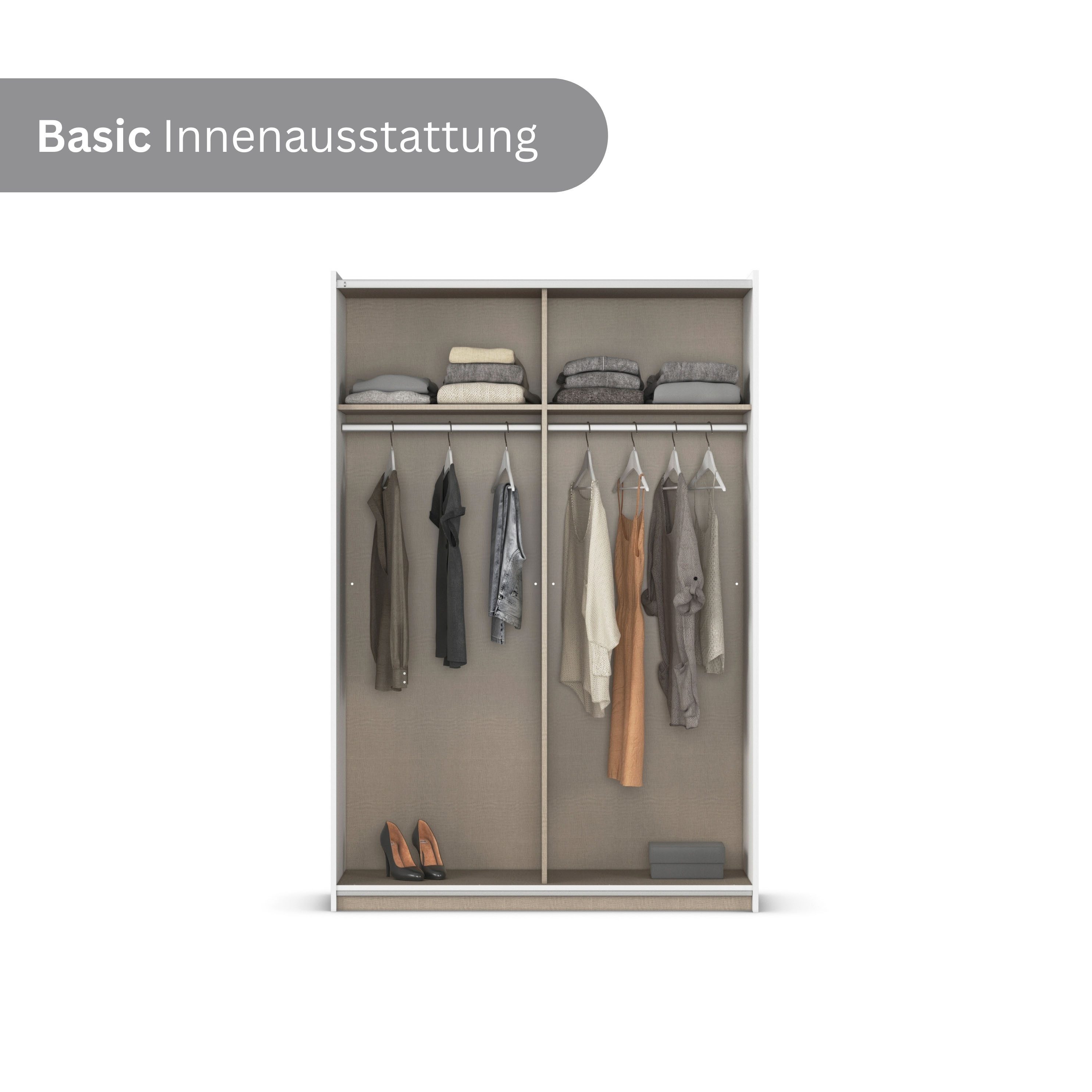 rauch Schuifdeurkast Kledingkast Kast Garderobe Slaapkamerkast OXFORD met handgrepen van metaal, ook voor kleinere ruimtes made in germany