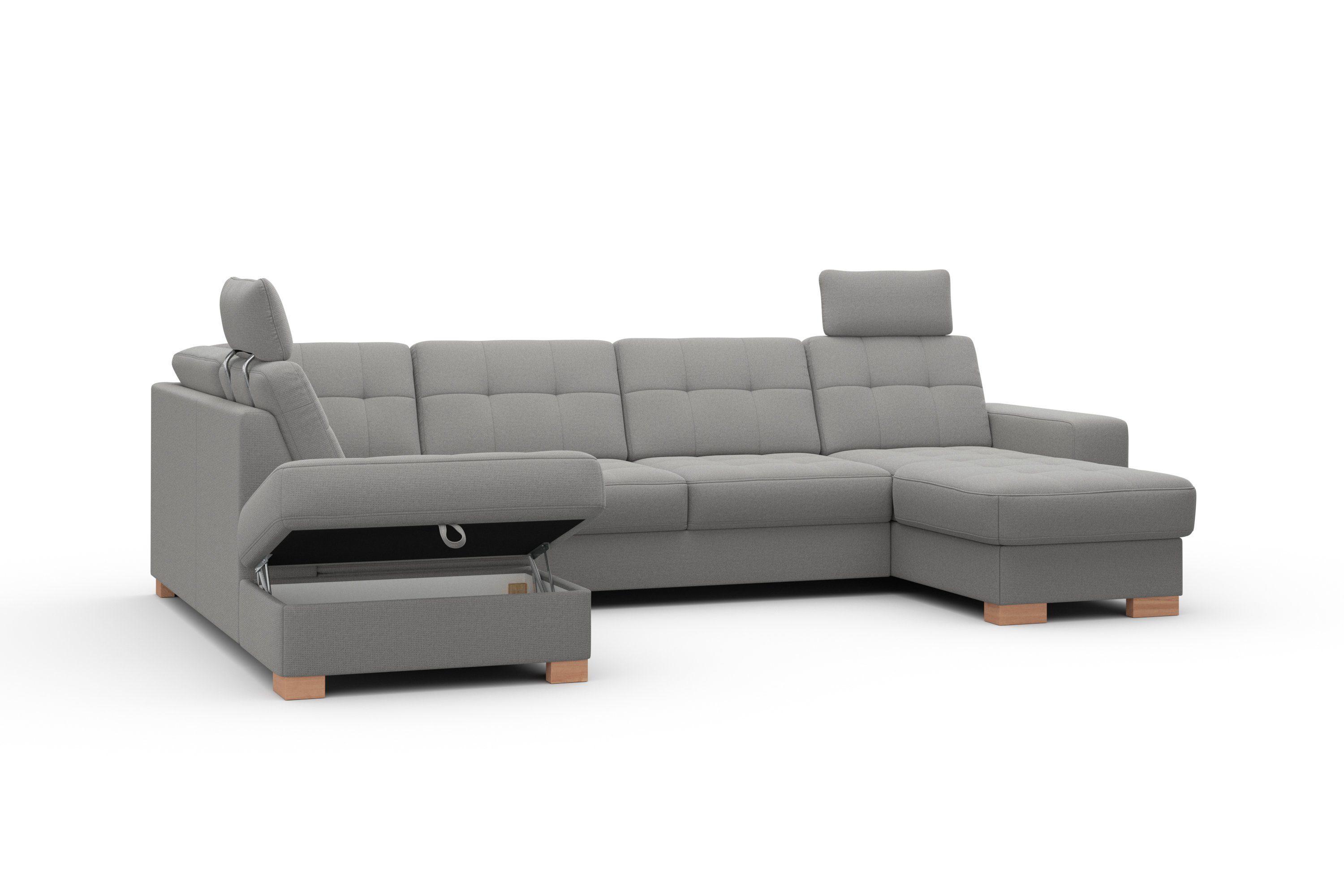 sit&more Zithoek Quincy U-vorm naar keuze met slaapfunctie en bedkist