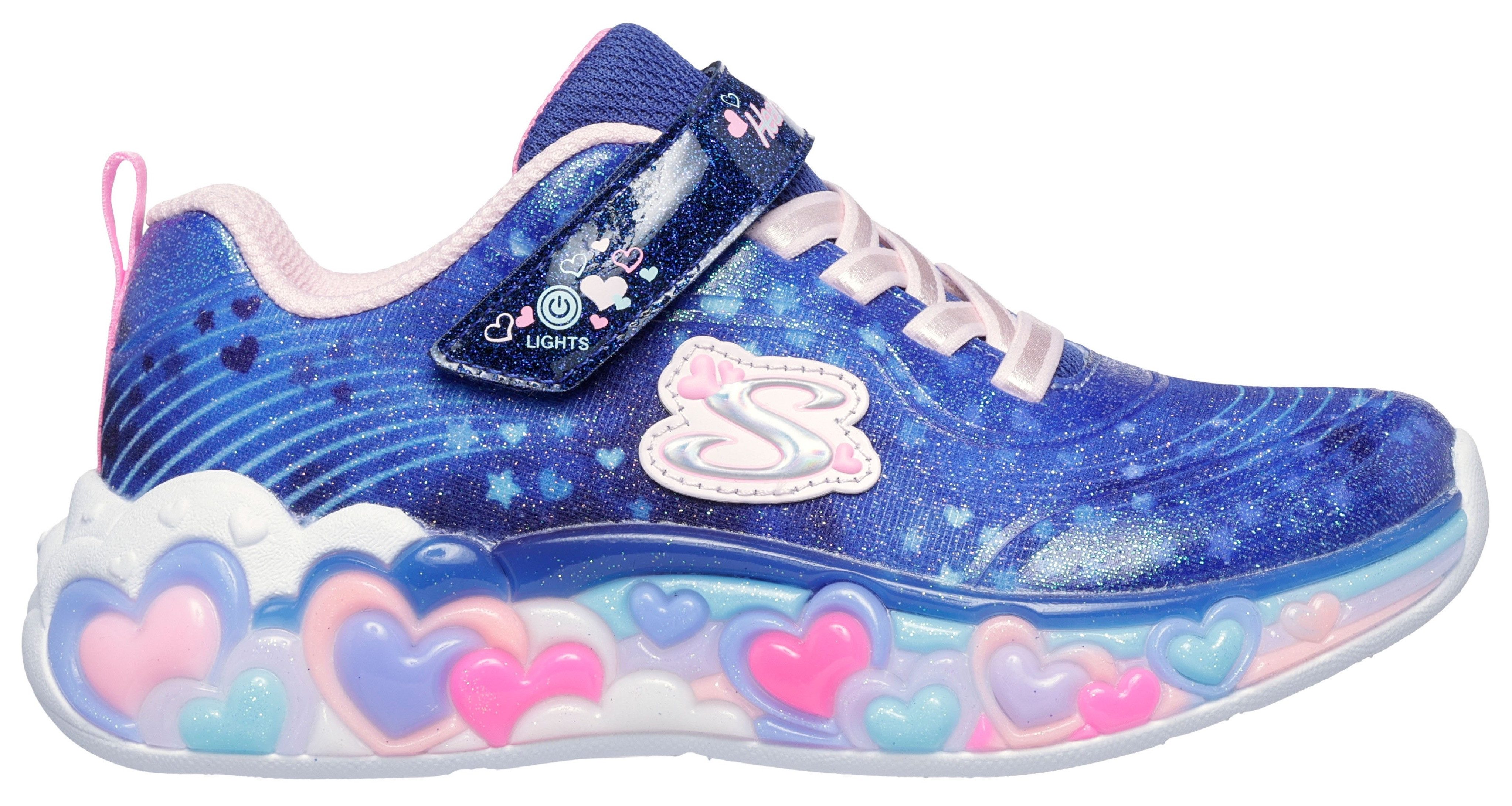 Skechers Sneakers ETERNAL HEART LIGHTS , blink,-klittenbandschoen met hart-applicatie, maat sjabloon om te downloaden