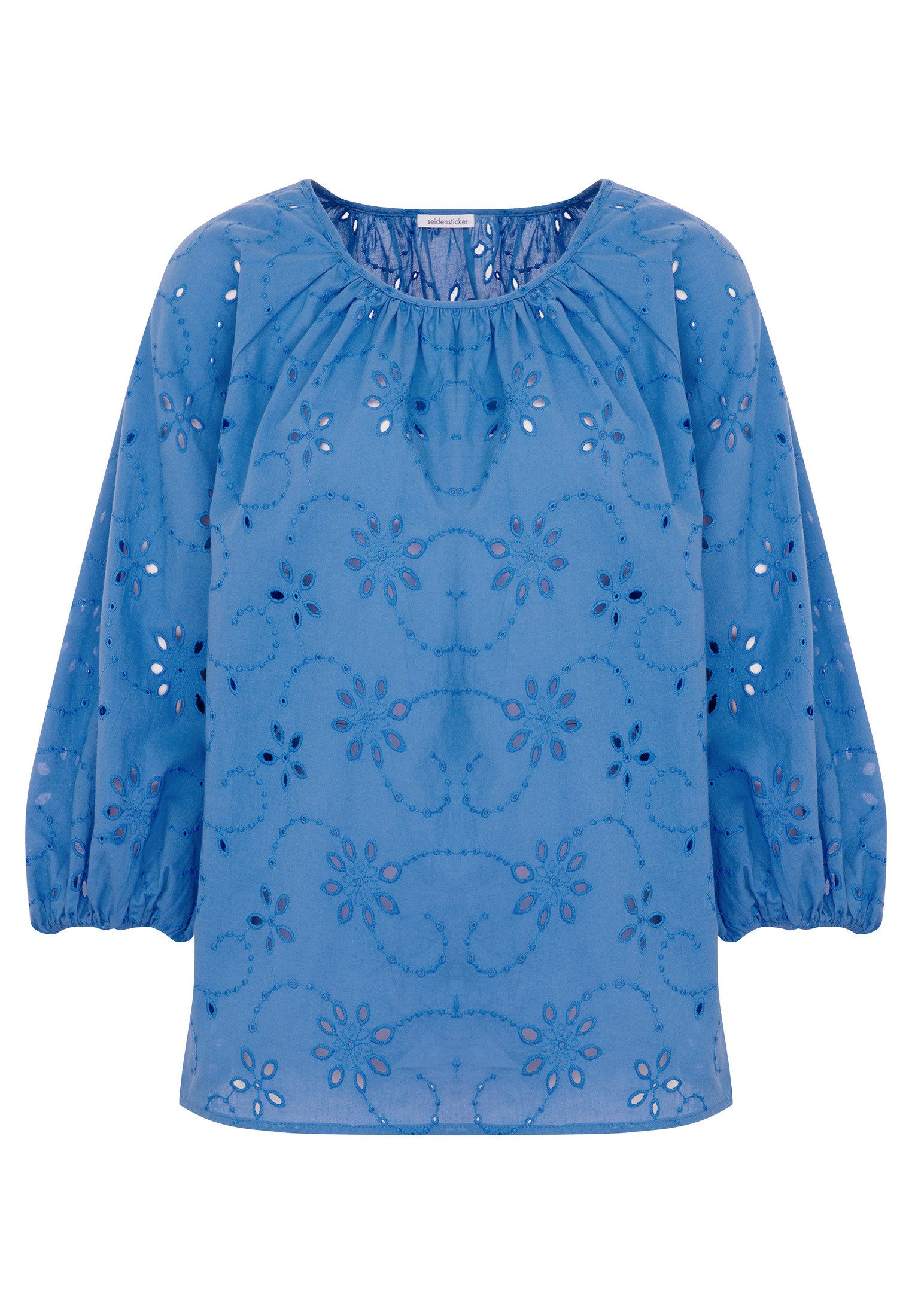 seidensticker Shirtblouse Zwarte roos 3/4-arm ronde hals borduursel