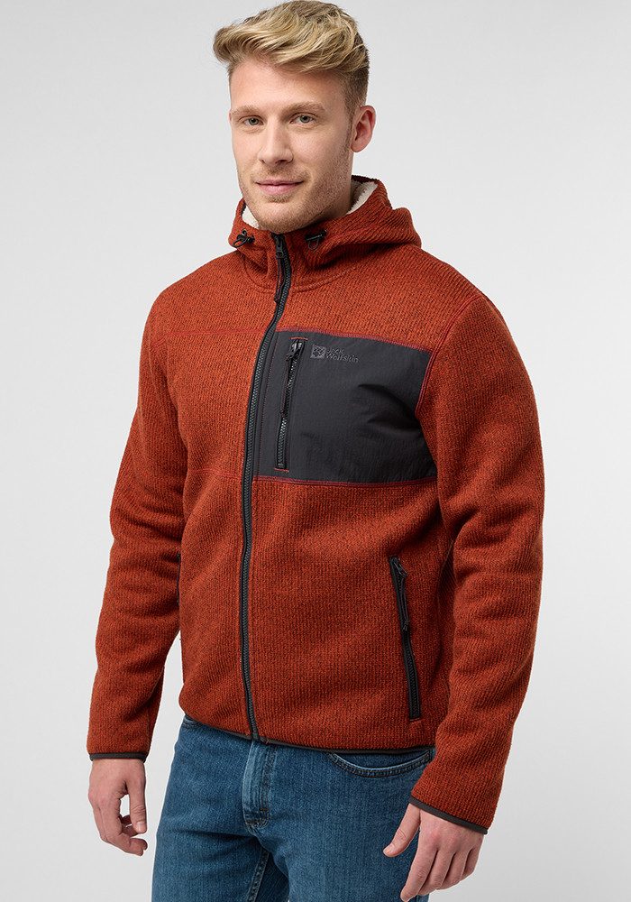 Jack Wolfskin Kaminfeuer Hooded Jacket Men Fleece jack met capuchon Heren 2XL intense rust intense rust