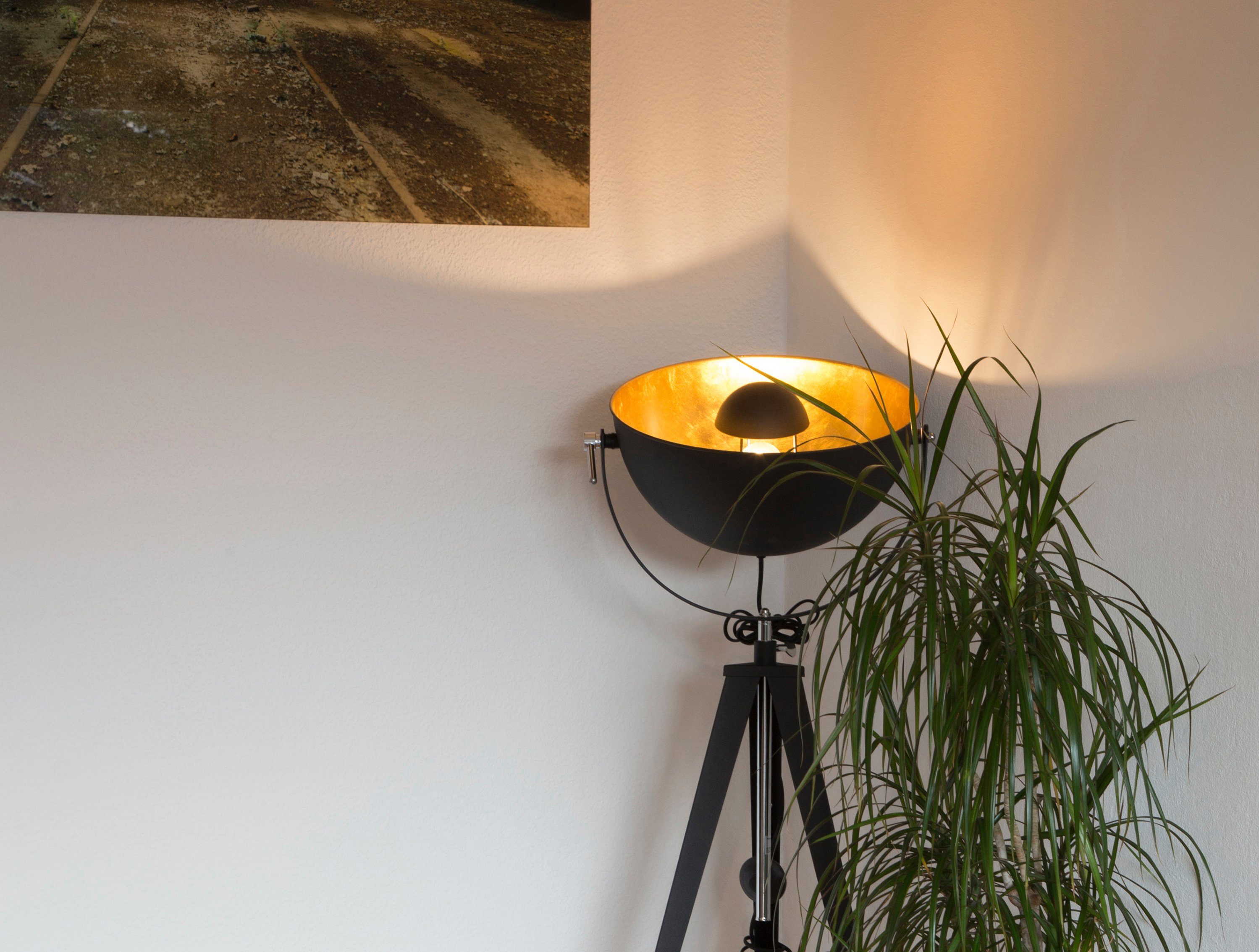 Leonique Staande lamp Elenoire Staande lamp, hoogte verstelbaar, zwart / goudkleur