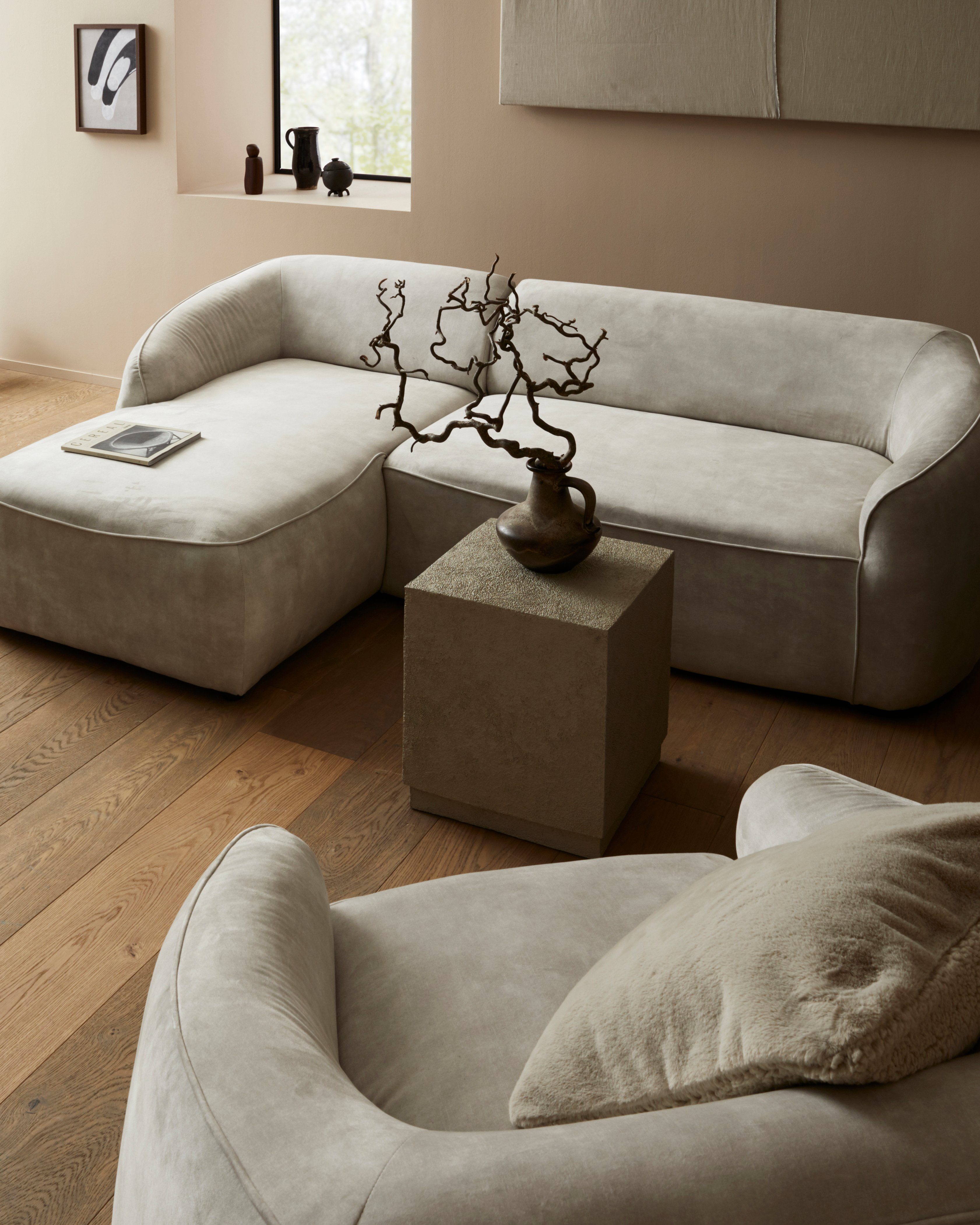 LeGer Home by Lena Gercke Hoekbank YANI, L-vorm, designbank, organische vorm, afmetingen B/D/H: 255/170/81 cm