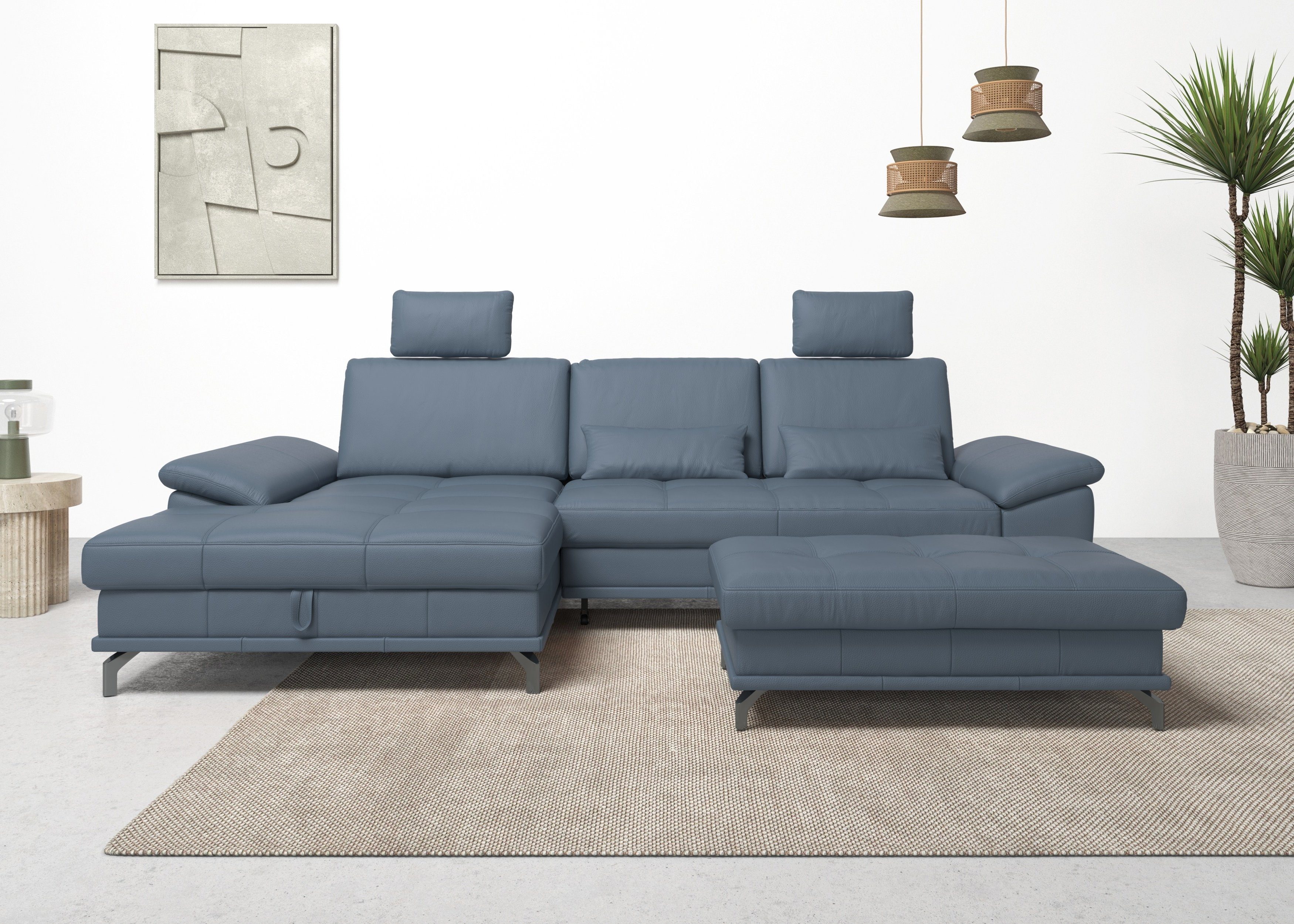 Places of Style Hoekbank Costello L-vorm, met zitdiepteverstelling, armleuningverstelling en