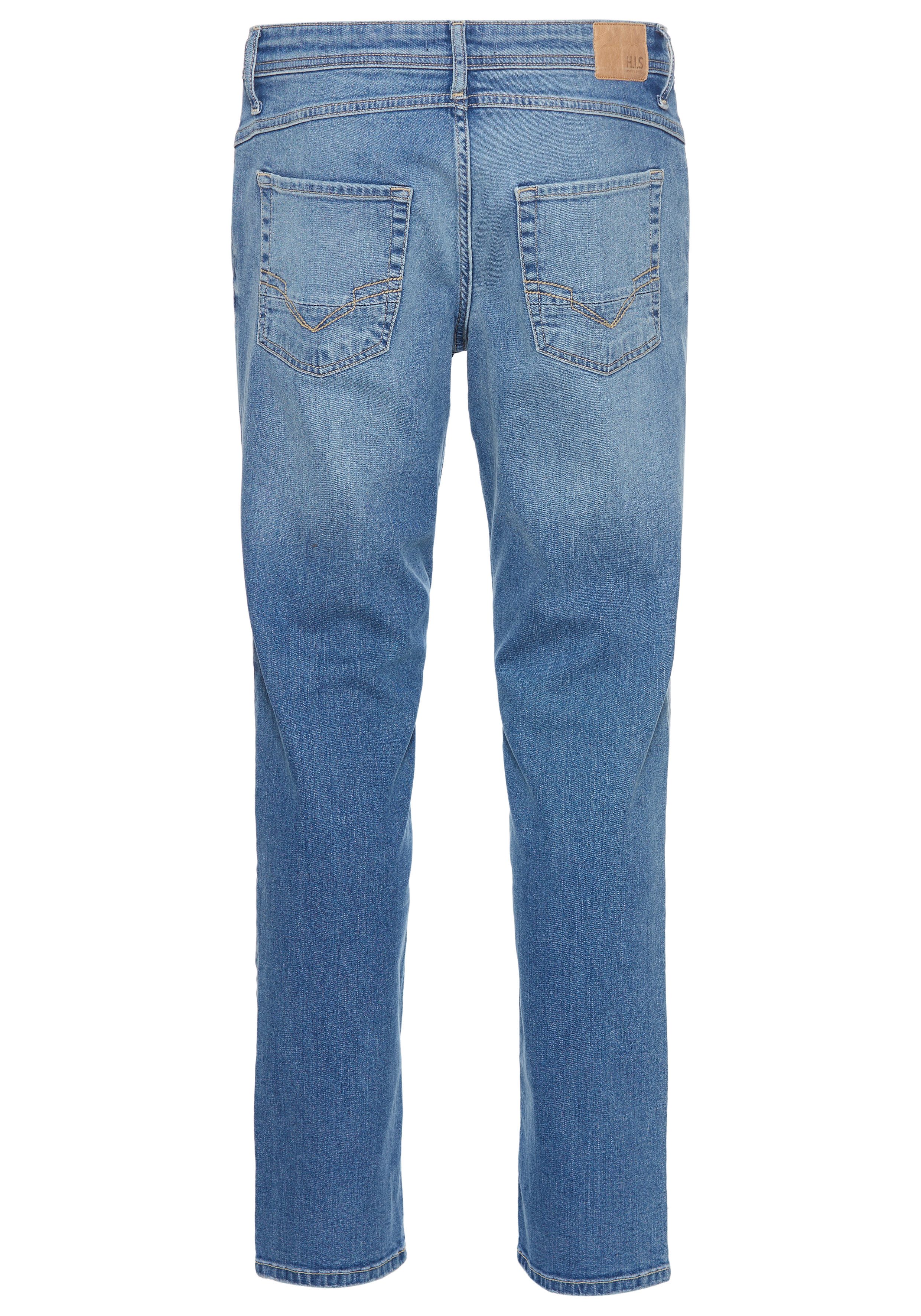 H.I.S Straight jeans NEW DALE rechte broek, met used-effecten, lage taille