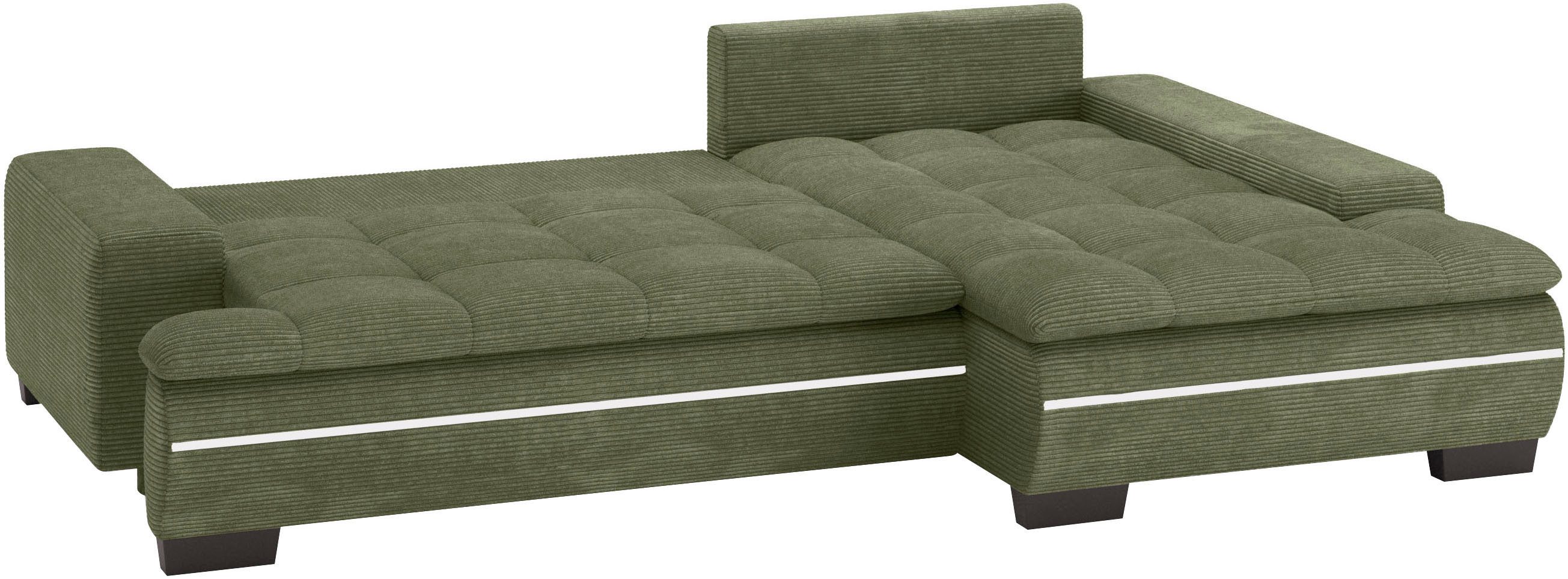 Mr. Couch Hoekbank Haiti II, L-vorm RGB-LED verlichting, koudschuim, optioneel met bed, bedlade