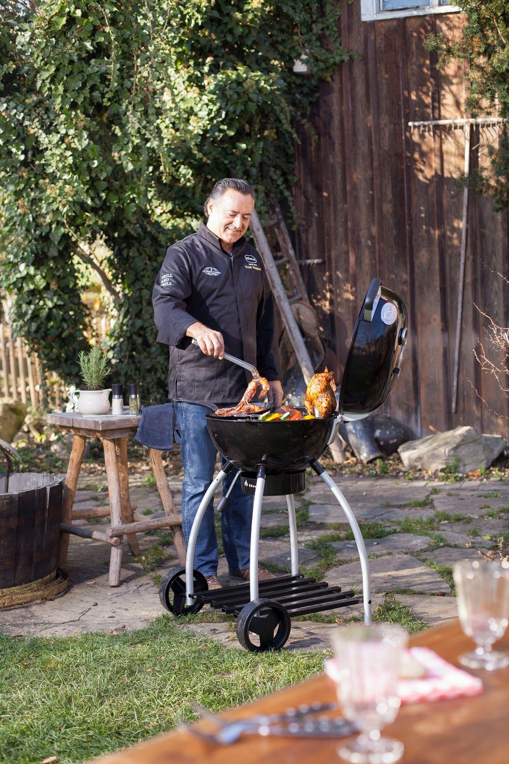 ROESLE Barbecuetang 25061 gebogen, met uitgebalanceerde veerkracht, roestvrij staal