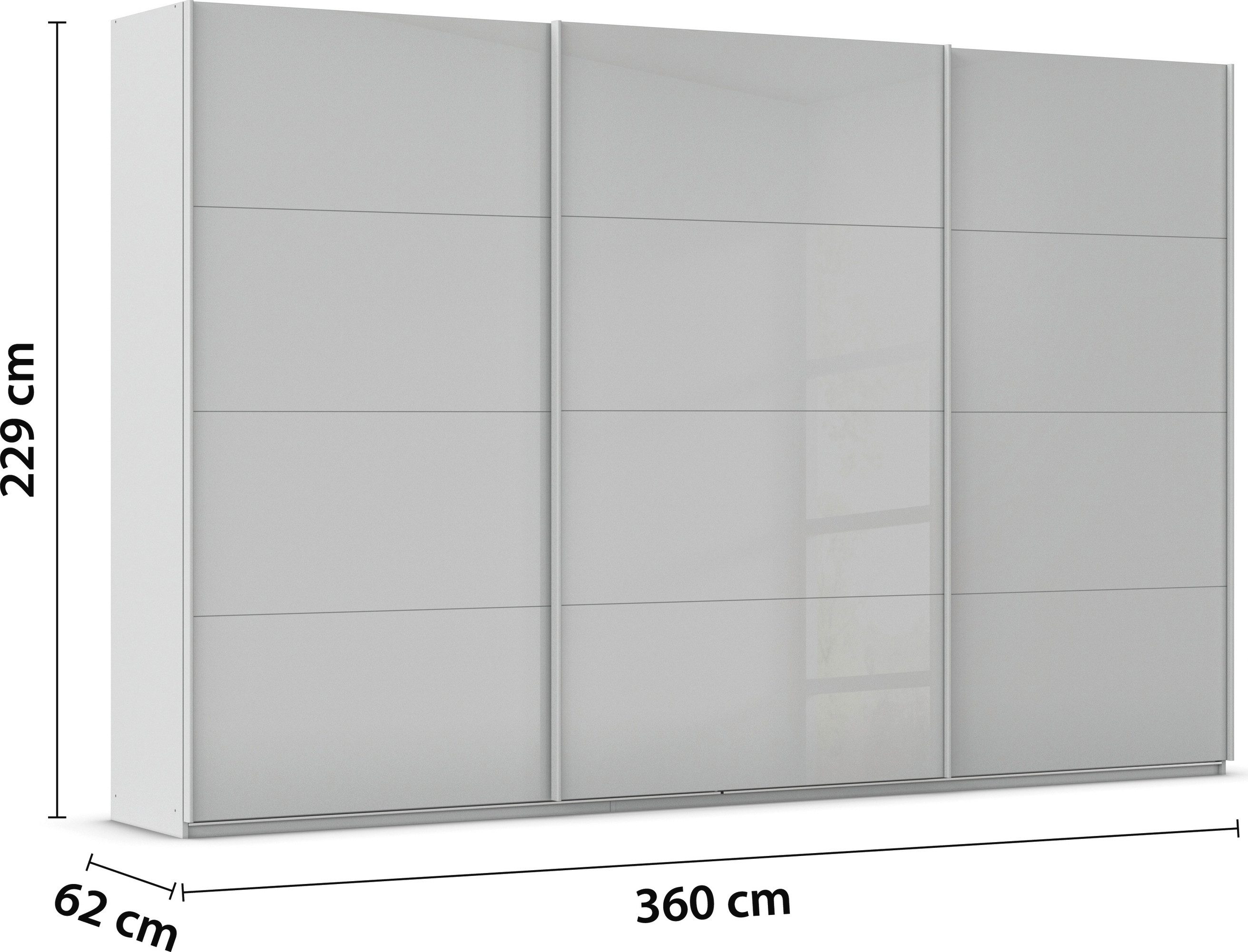 rauch Schuifdeurkast Kledingkast Kast Garderobe AGORDO met Glasfront doordachte binnenuitrusting, in 4 breedtes en 2 hoogtes made in germany