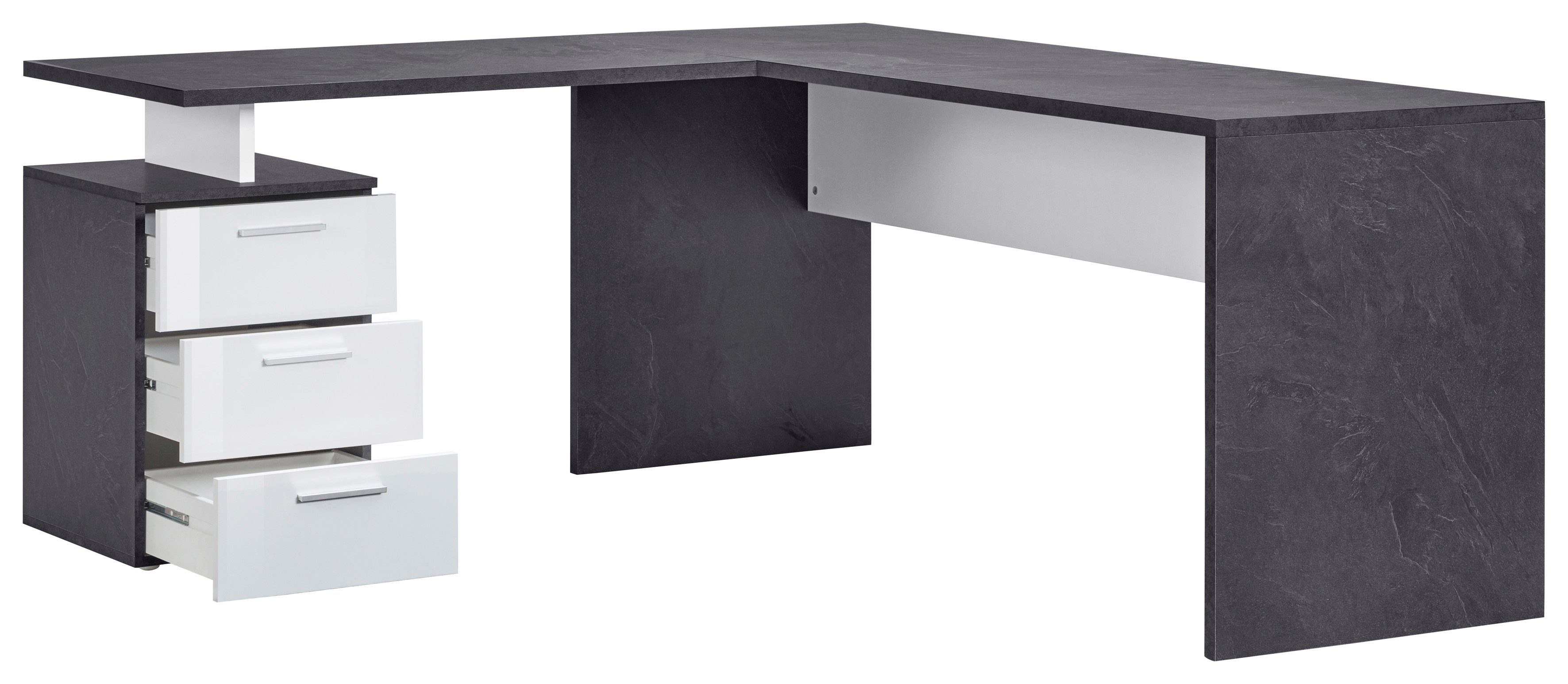 INOSIGN Hoekbureau New Selina Bureau, lades, met of zonder monitorsteun, B 180/160 cm