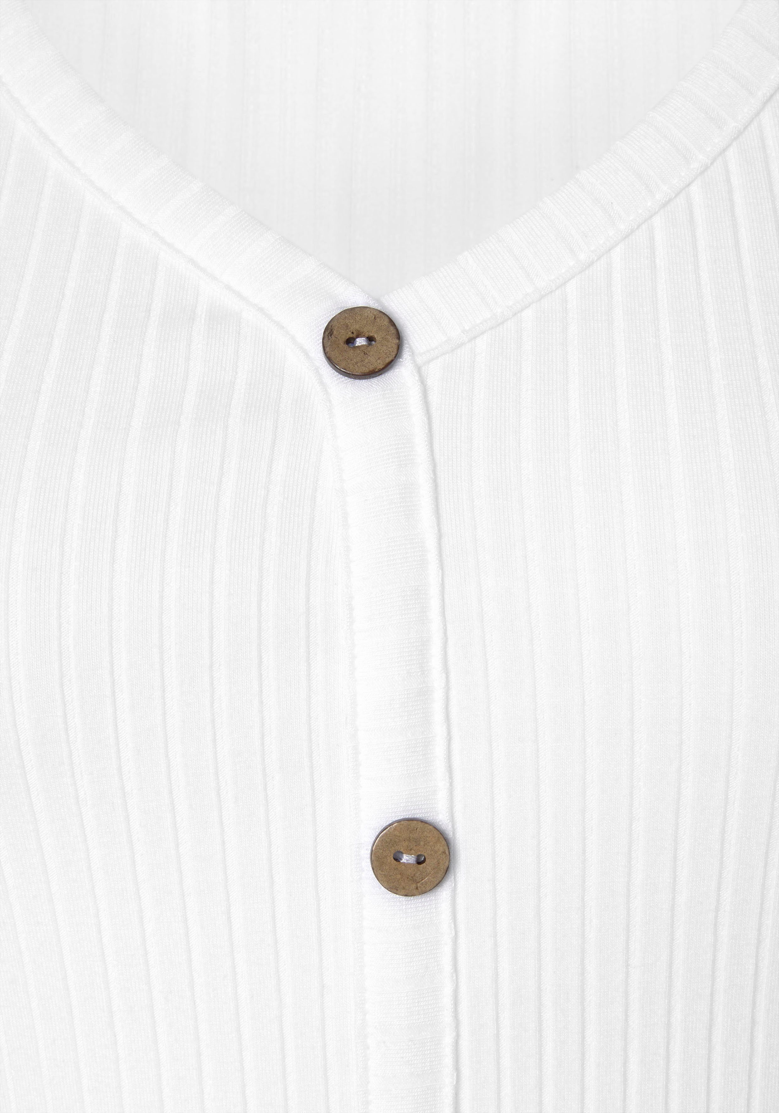 Lascana Shirt met korte mouwen van geribde stof met decoratieve knoopsluiting, t-shirt, v-hals