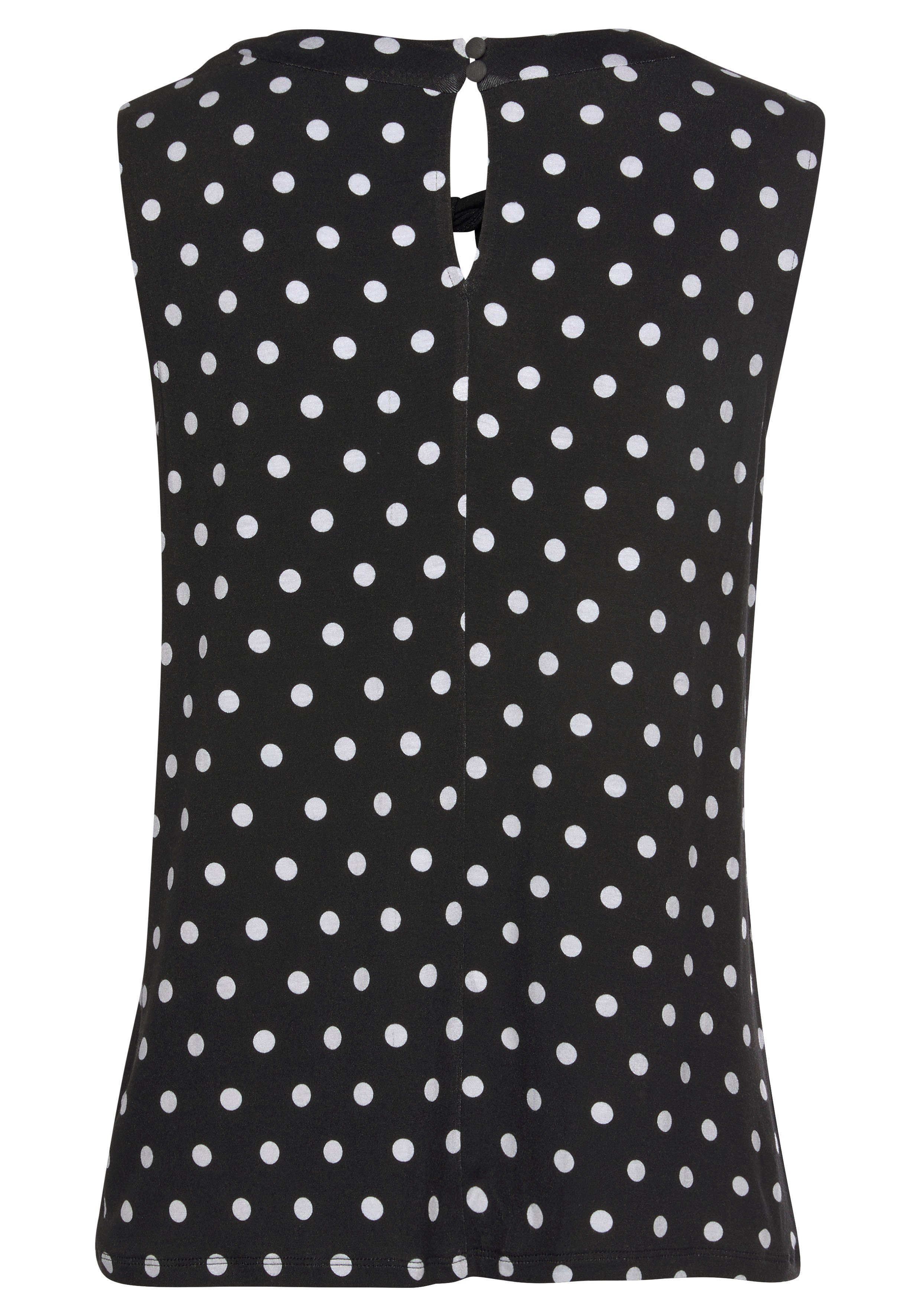 Lascana Tanktop met stippenprint, comfortabel blousetop met split aan de hals