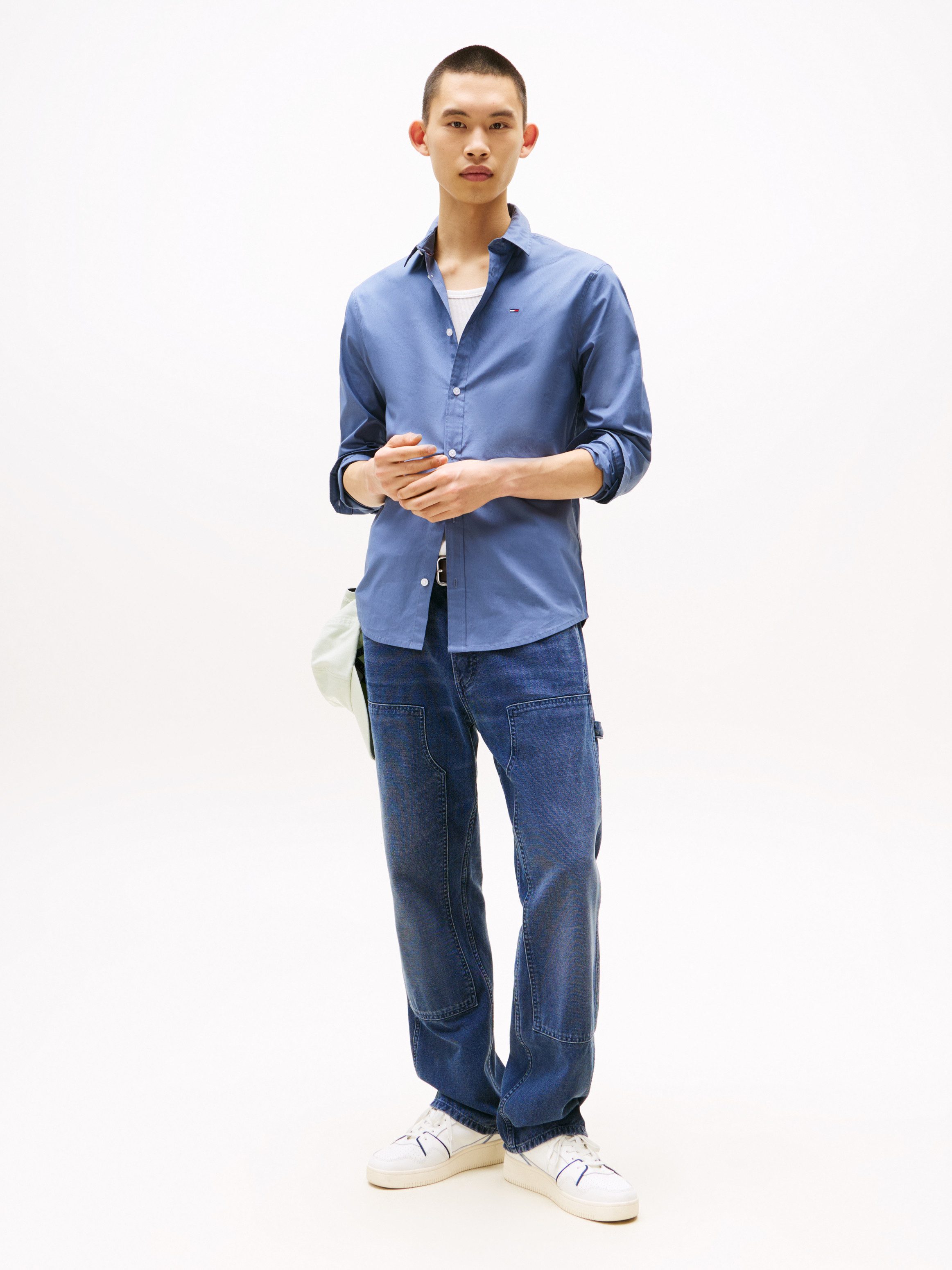 TOMMY JEANS Overhemd met lange mouwen Sabim Stretch Hemd Shirt Stretch shirt, premium, slim fit, met elastaan