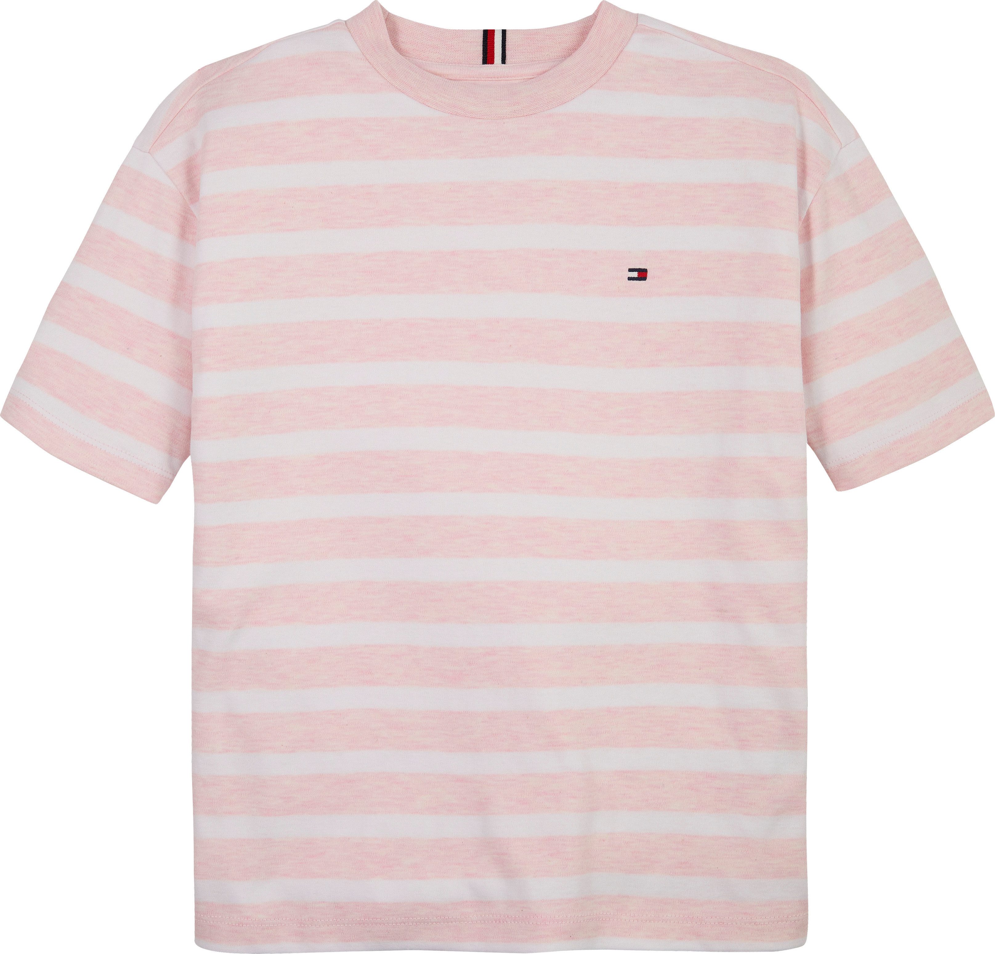 Tommy Hilfiger T-shirt INTERLOCK STRIPE HTR T-SHIRT SS voor kinderen tot 16 jaar, met klein vlag-label