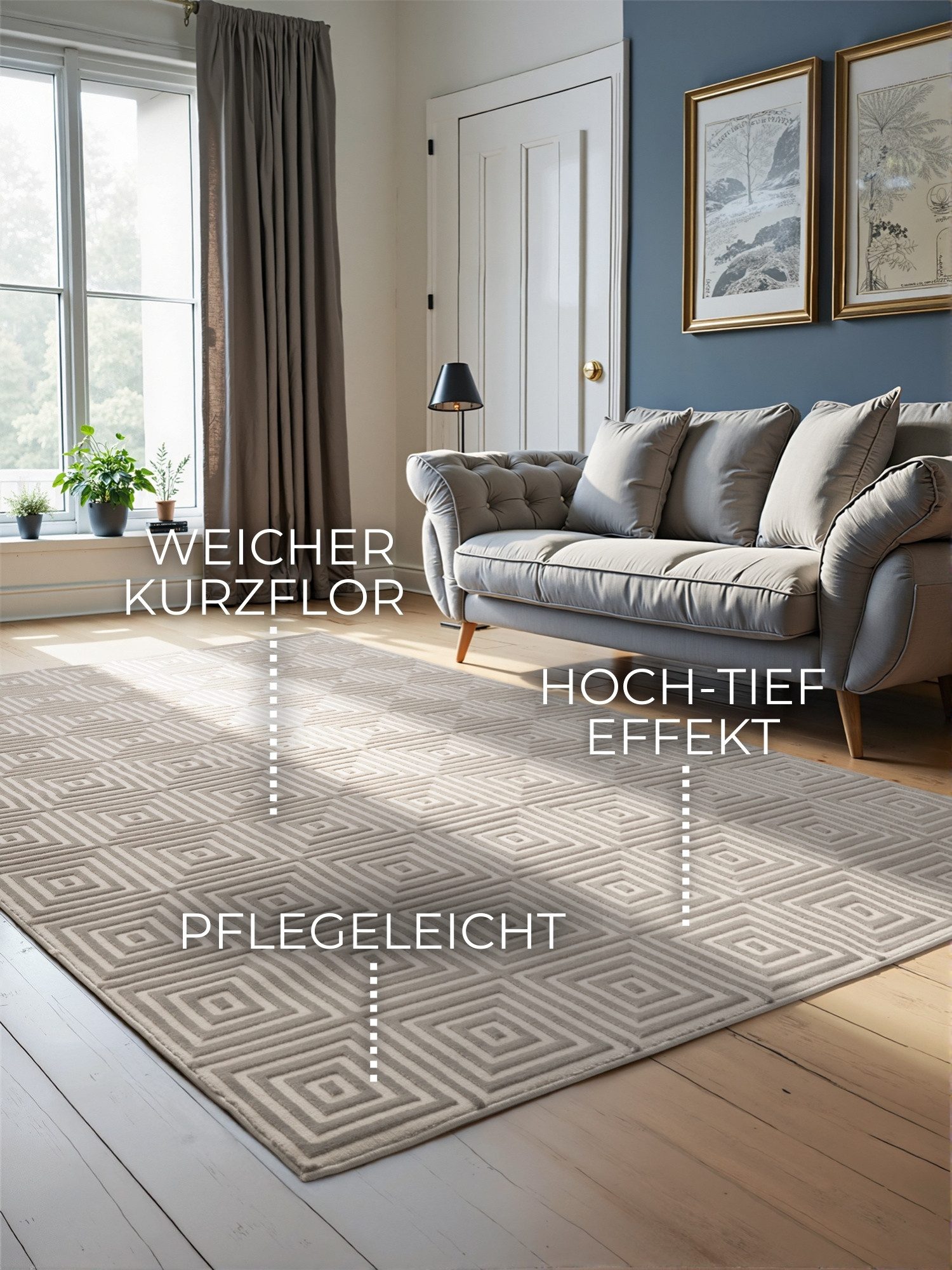 ELLE DECORATION Design-vloerkleed Tourmaline Woonkamer, slaapkamer, loper, hoog-laag effect, gang, glans