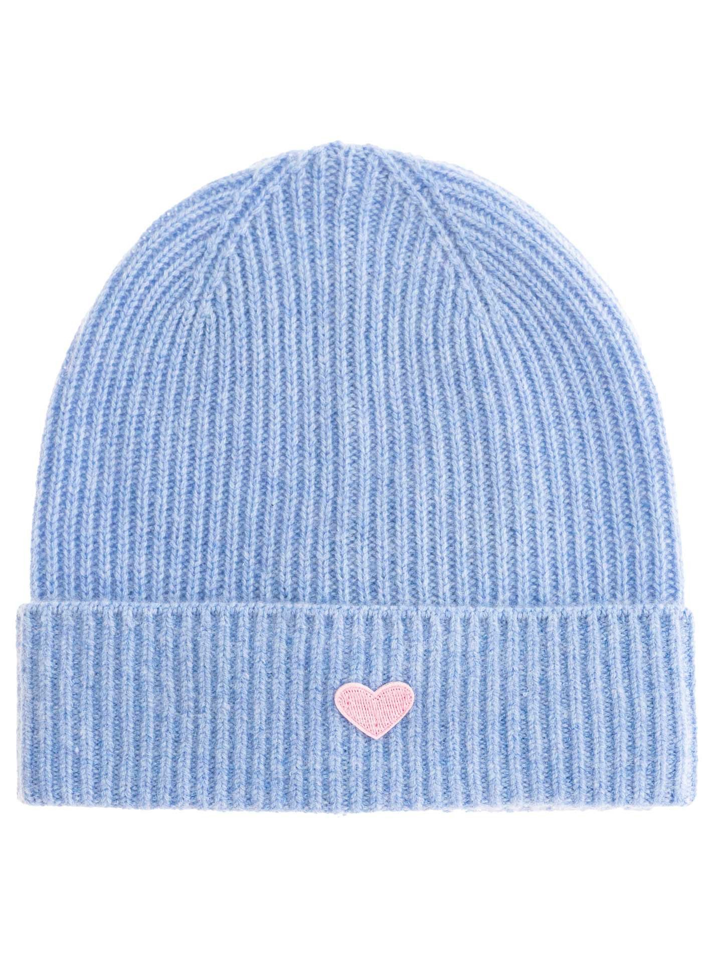Zwillingsherz Beanie with Heart-Patch Ribbreisel, met brede omslag, verwarmend