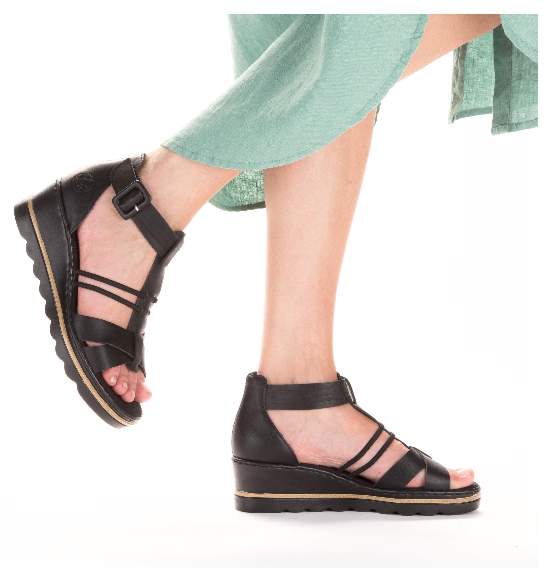 Rieker Sleehaksandaaltjes zomerschoen, sandaal, sleehak, met klittenbandjes