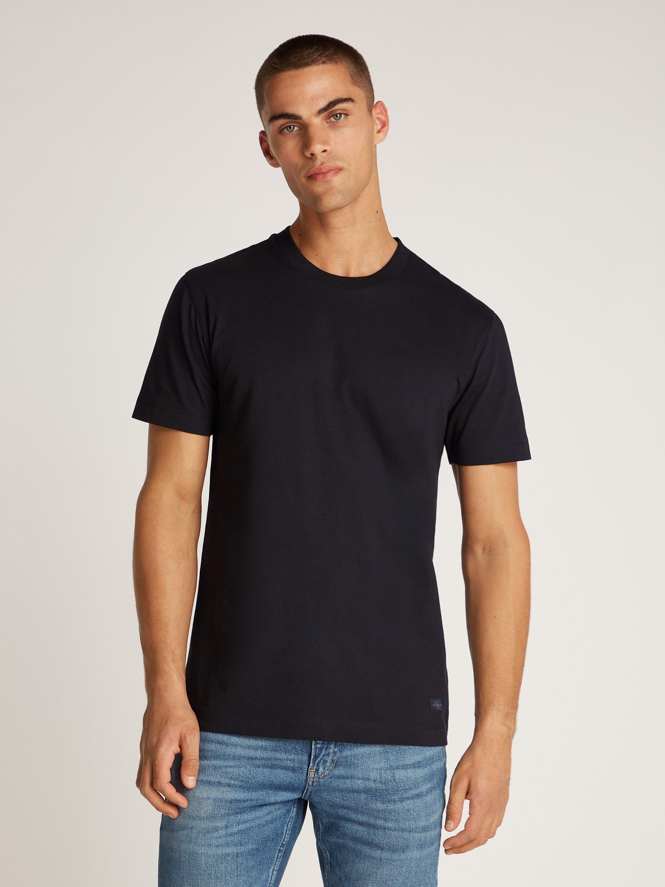 Calvin Klein Shirt met ronde hals WOVEN LABEL REGULAR TEE