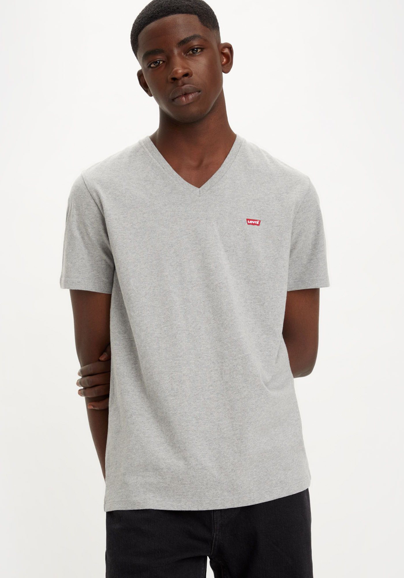 Levi's Shirt met V-hals LE ORIGINAL HM VNECK heren v-hals maat S grijs