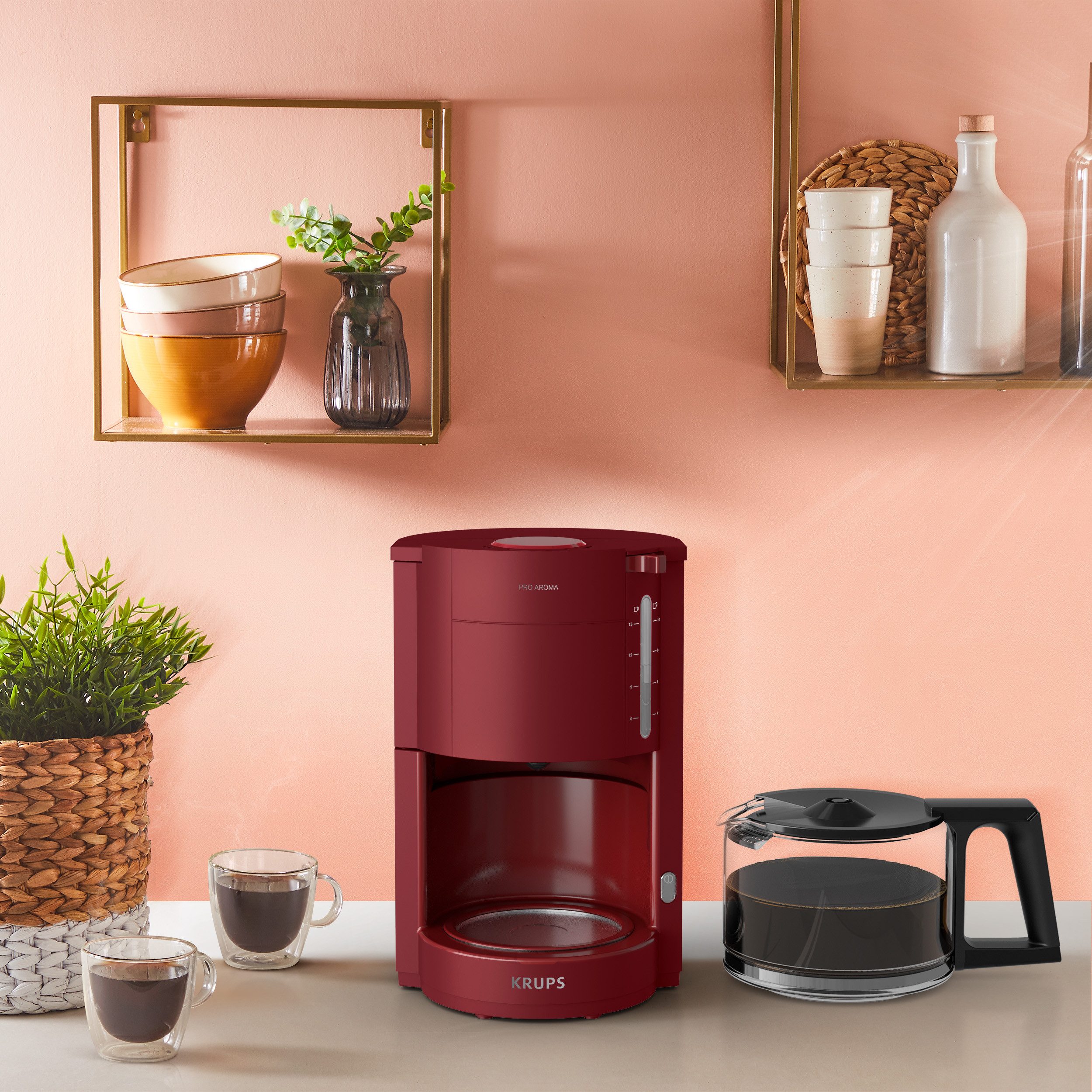 Krups Filterkoffieapparaat F30908 Pro Aroma, met glazen kan, 1,25l capaciteit, 10-15 kopjes, 1050w, zwart