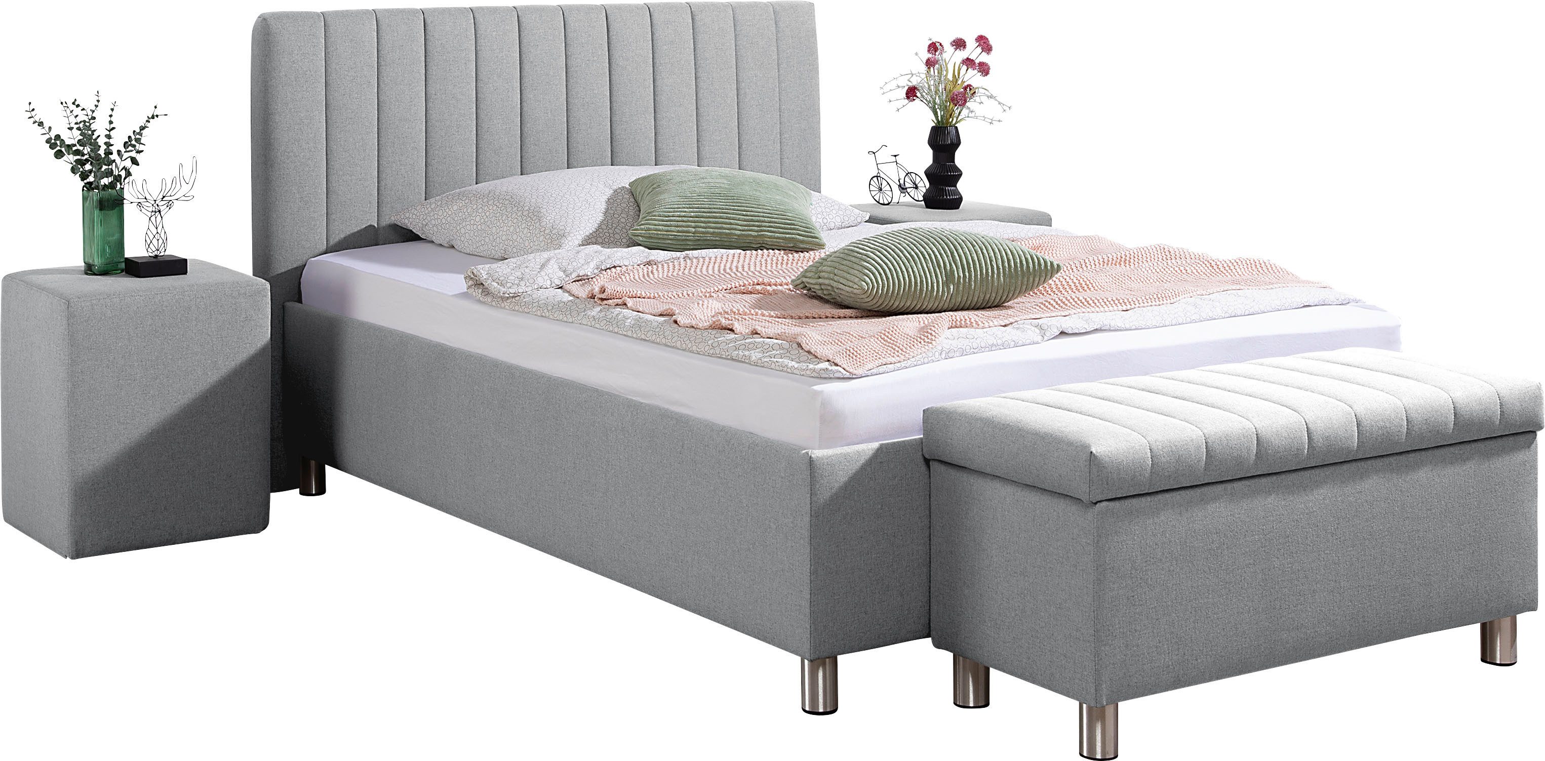 Maintal Gestoffeerd bed Kieferwald met bedlade, optioneel met bonnell- of pocketveringmatras