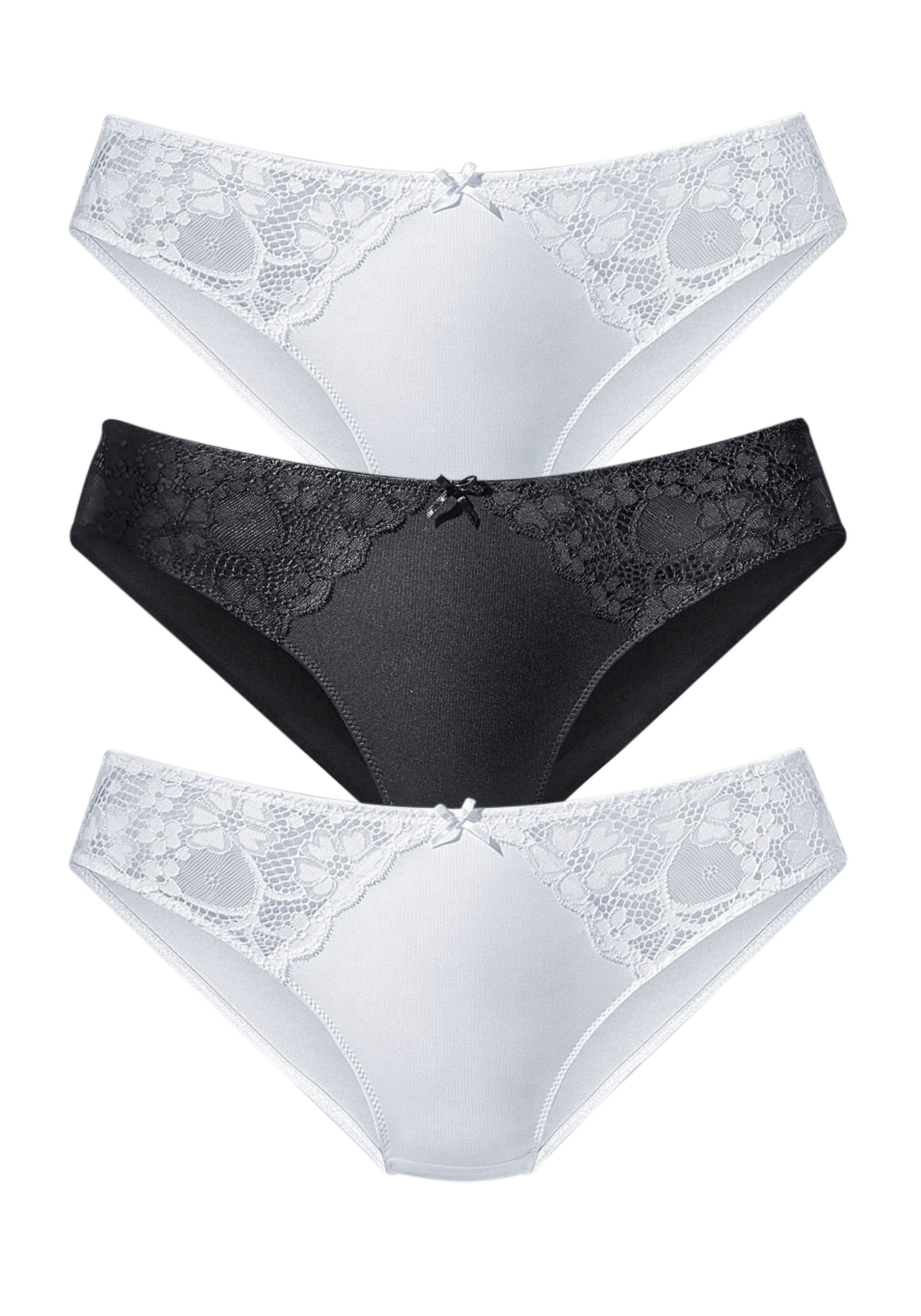 Petite fleur Slip met iets transparante jacquard-kant aan beide kanten opzij (3 stuks)