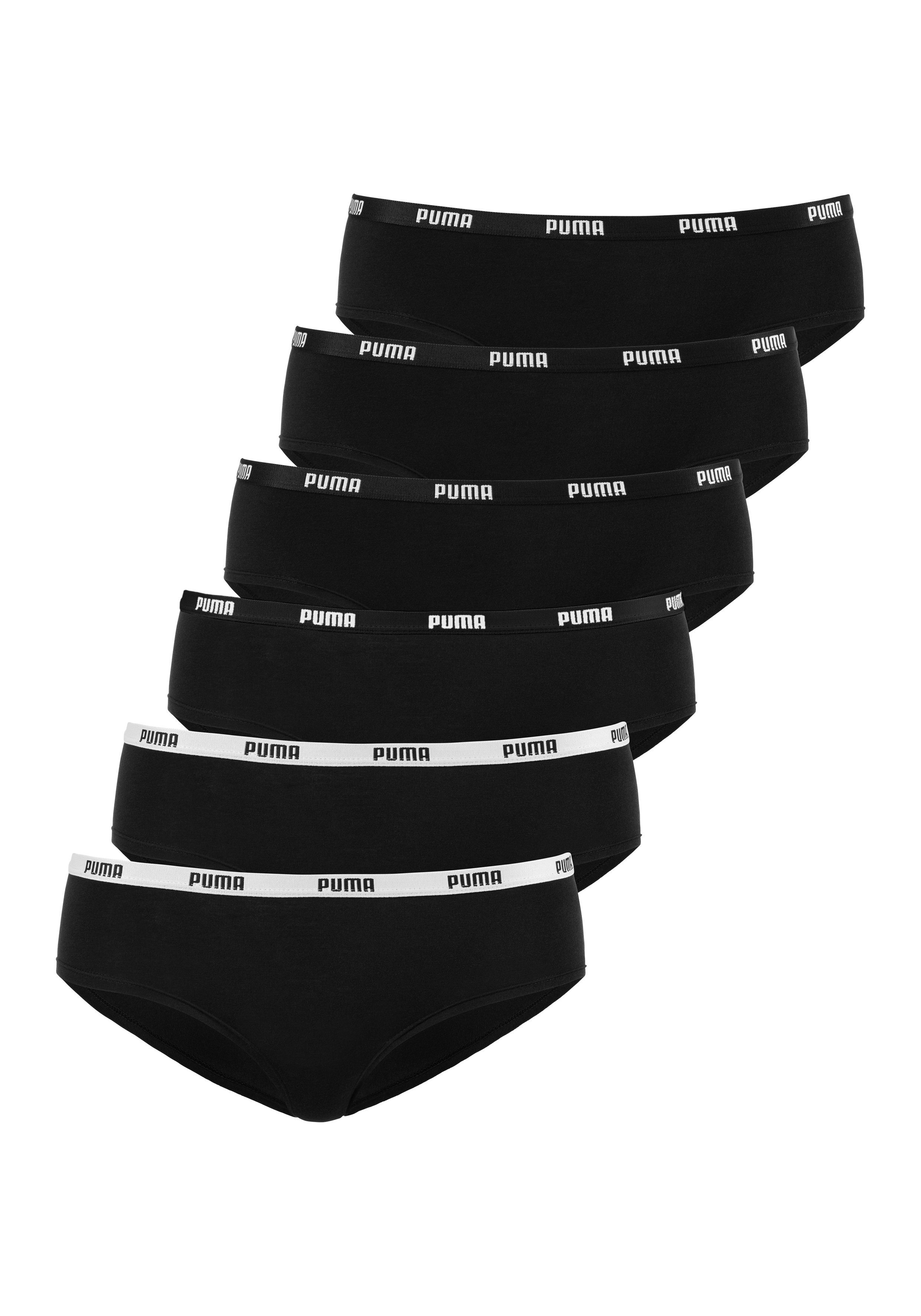 PUMA Hipster met elastische logoband (Set van 6) dames lingerie maat XS zwart