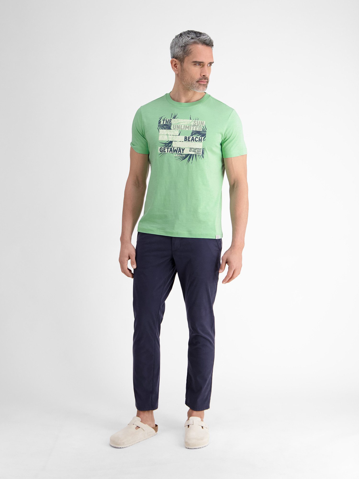 Lerros T-shirt LERROS heren T-shirt met zomerse borstprint