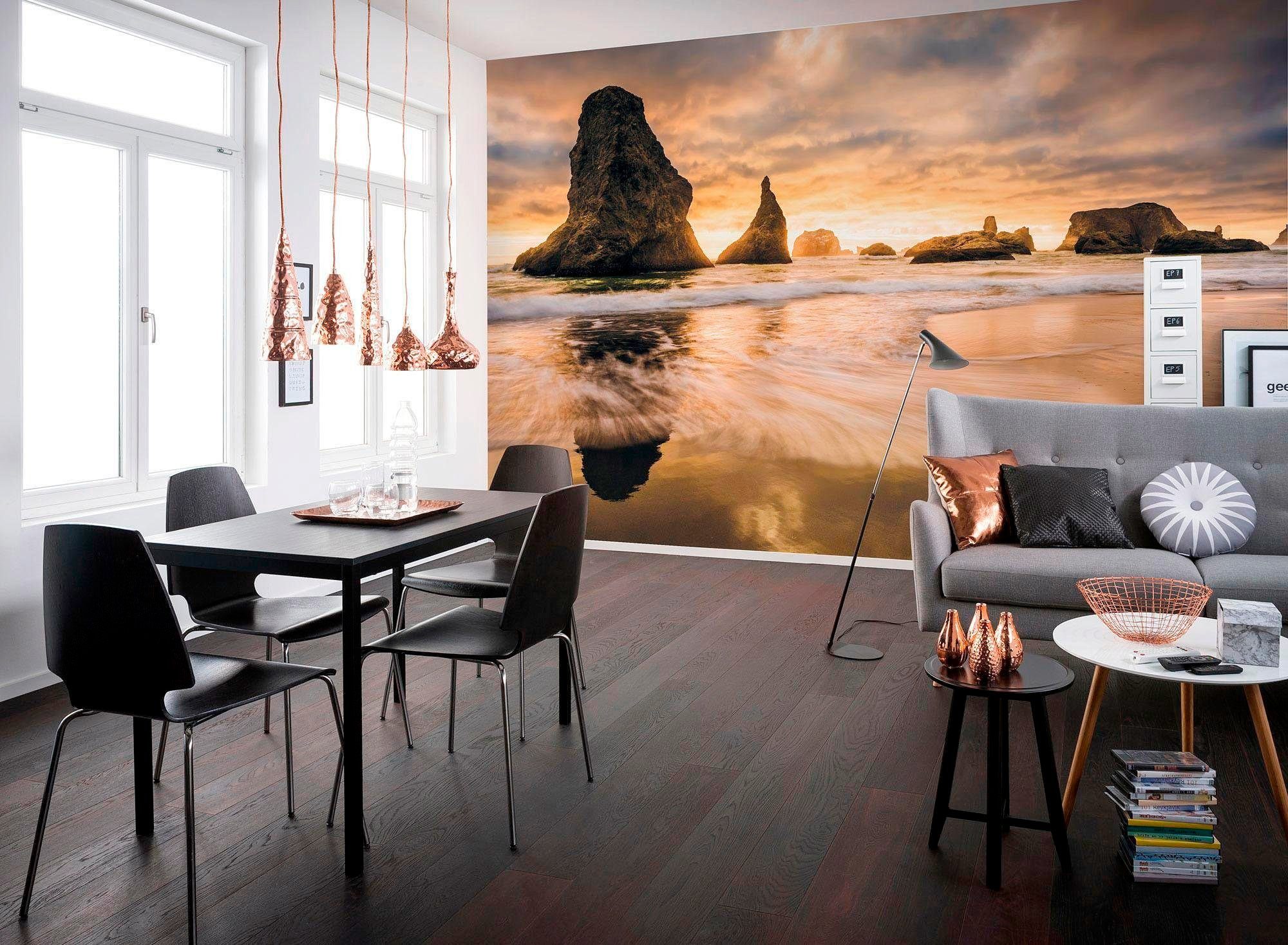 Komar Vliesbehang Digitale print vlies - Golden Stacks - Afmeting 400 x 250 cm (1 stuk)