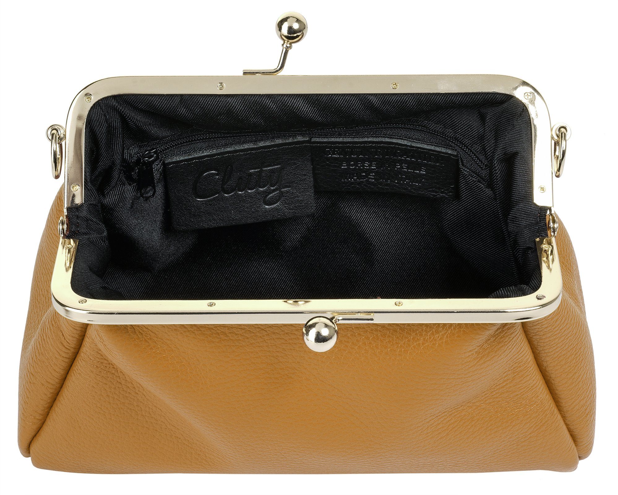 Cluty Avondtasje echt leer, made in italy