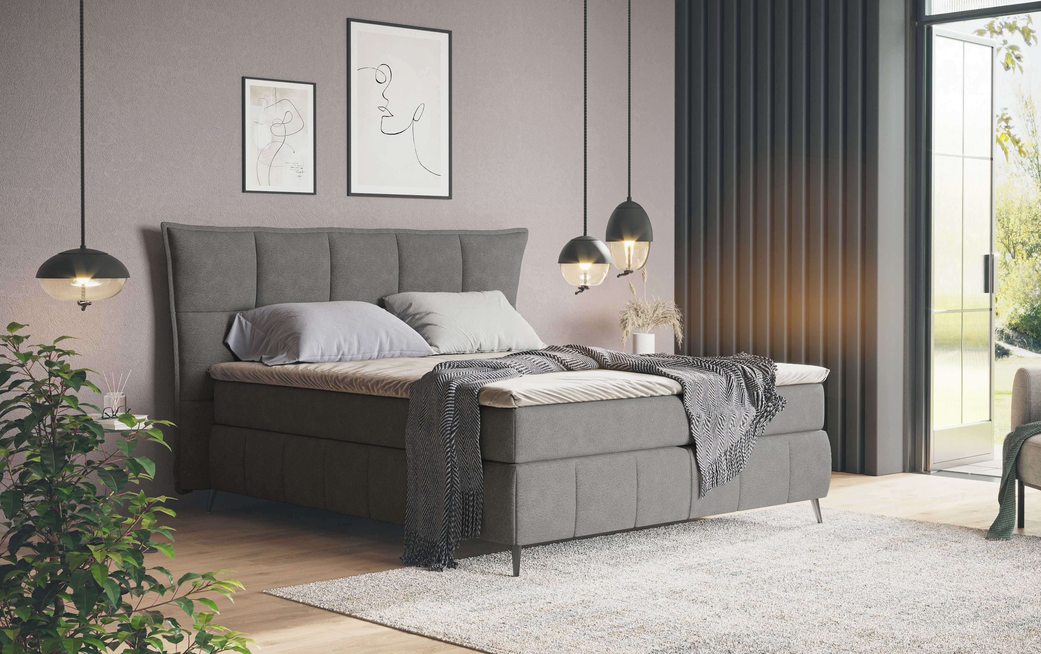 COTTA Boxspring Sarah inclusief topper, 2 matraskernen, hardheden h2, h3 of h4