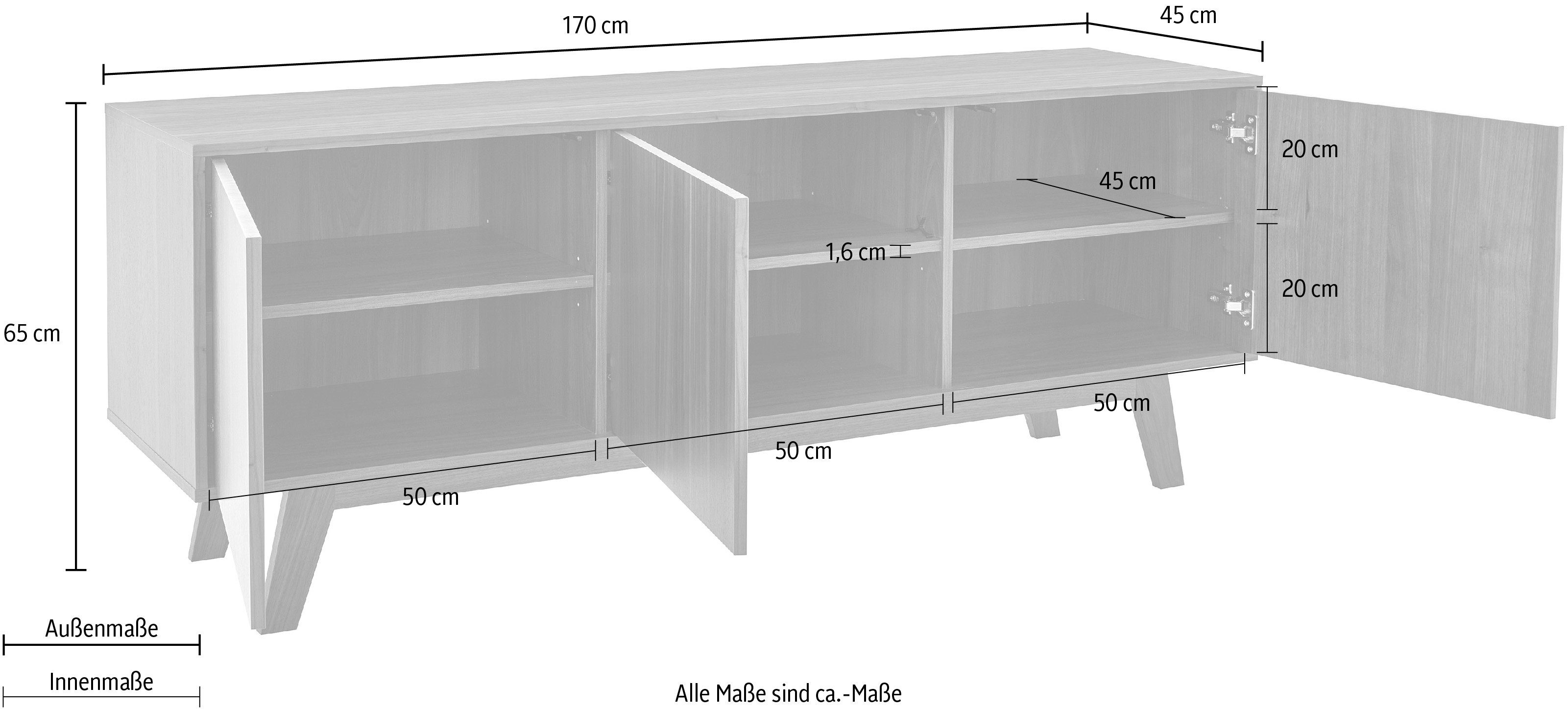 Guido Maria Kretschmer Home&Living Dressoir Orlando Breedte 170 cm, houtfineer, push-to-openfunctie