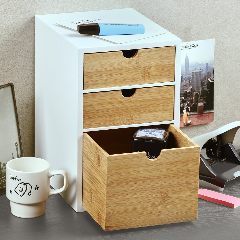 KESPER for kitchen & home Stellingkast Mini-commode met 3 legplanken, wit/bruin, FSC (1 stuk)