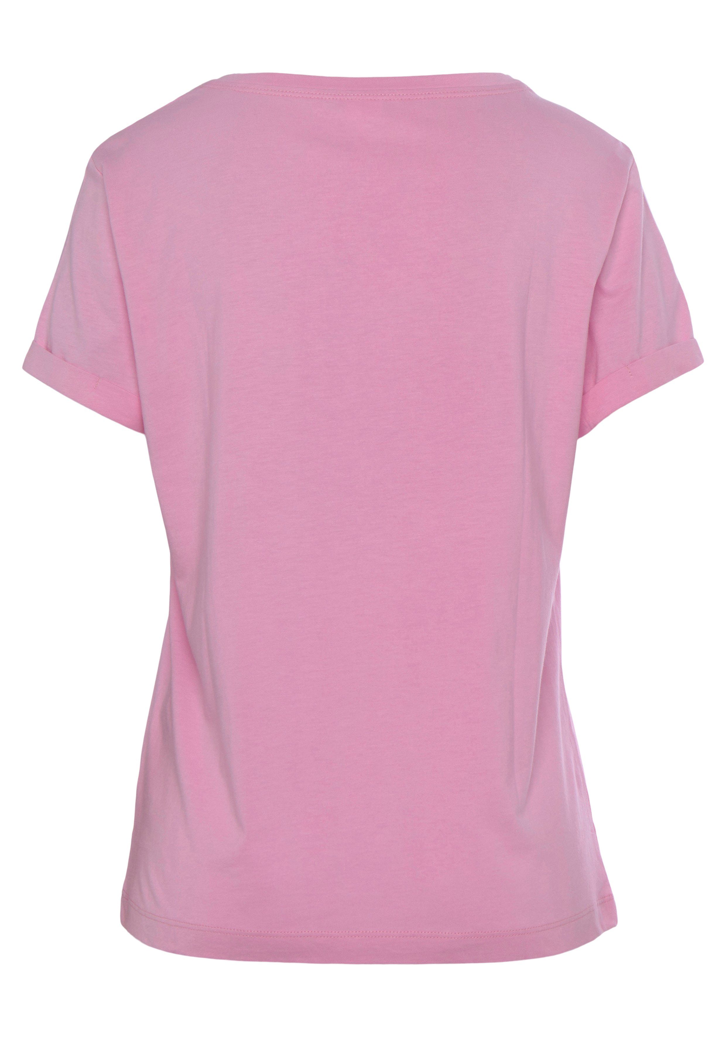 s.Oliver RED LABEL Beachwear T-shirt met bloemborduursel (1-delig)