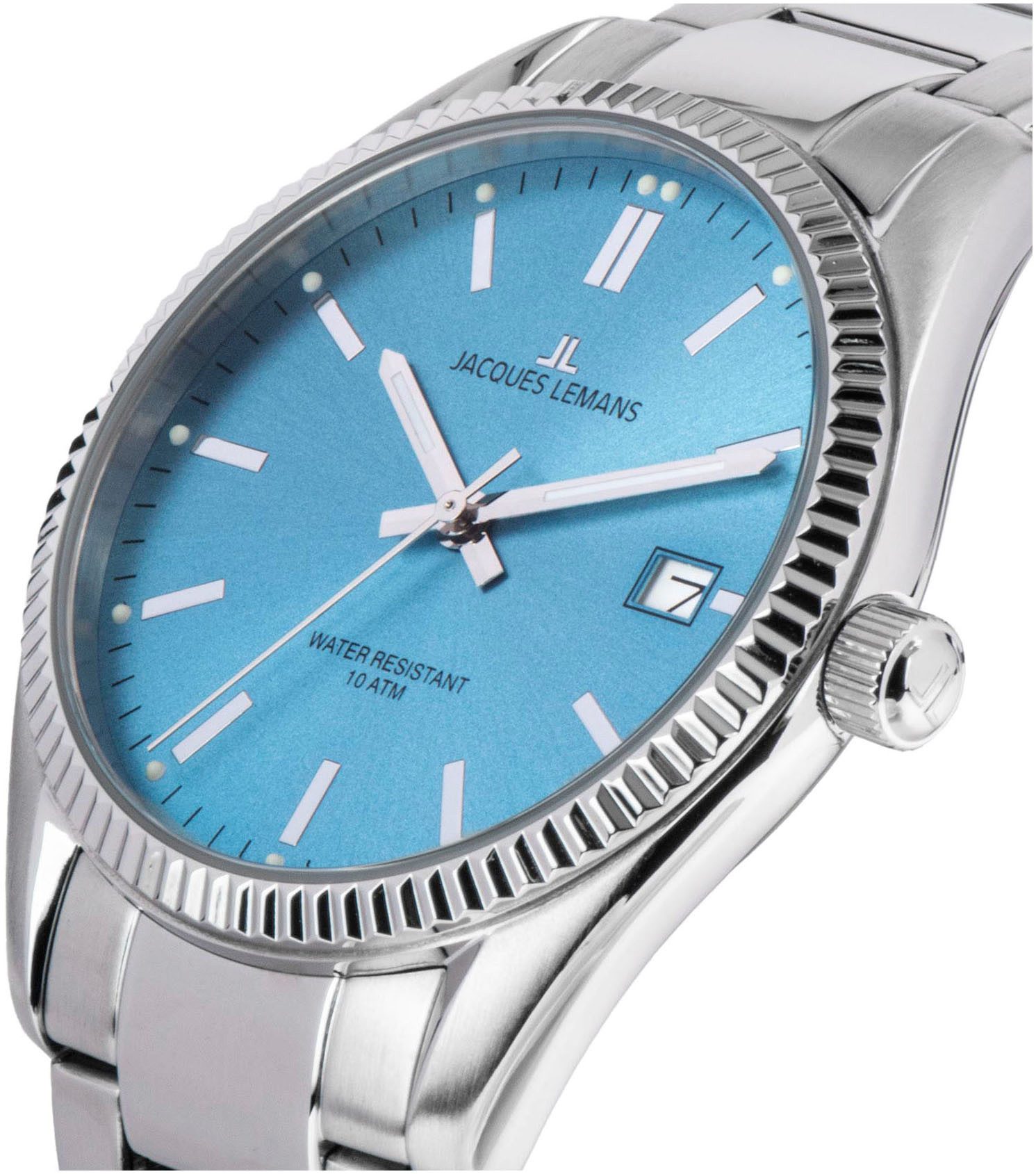 Jacques Lemans Kwartshorloge Derby Horloge, herenhorloge, dameshorloge, roestvrijstalen band, tot 10 bar waterdicht.