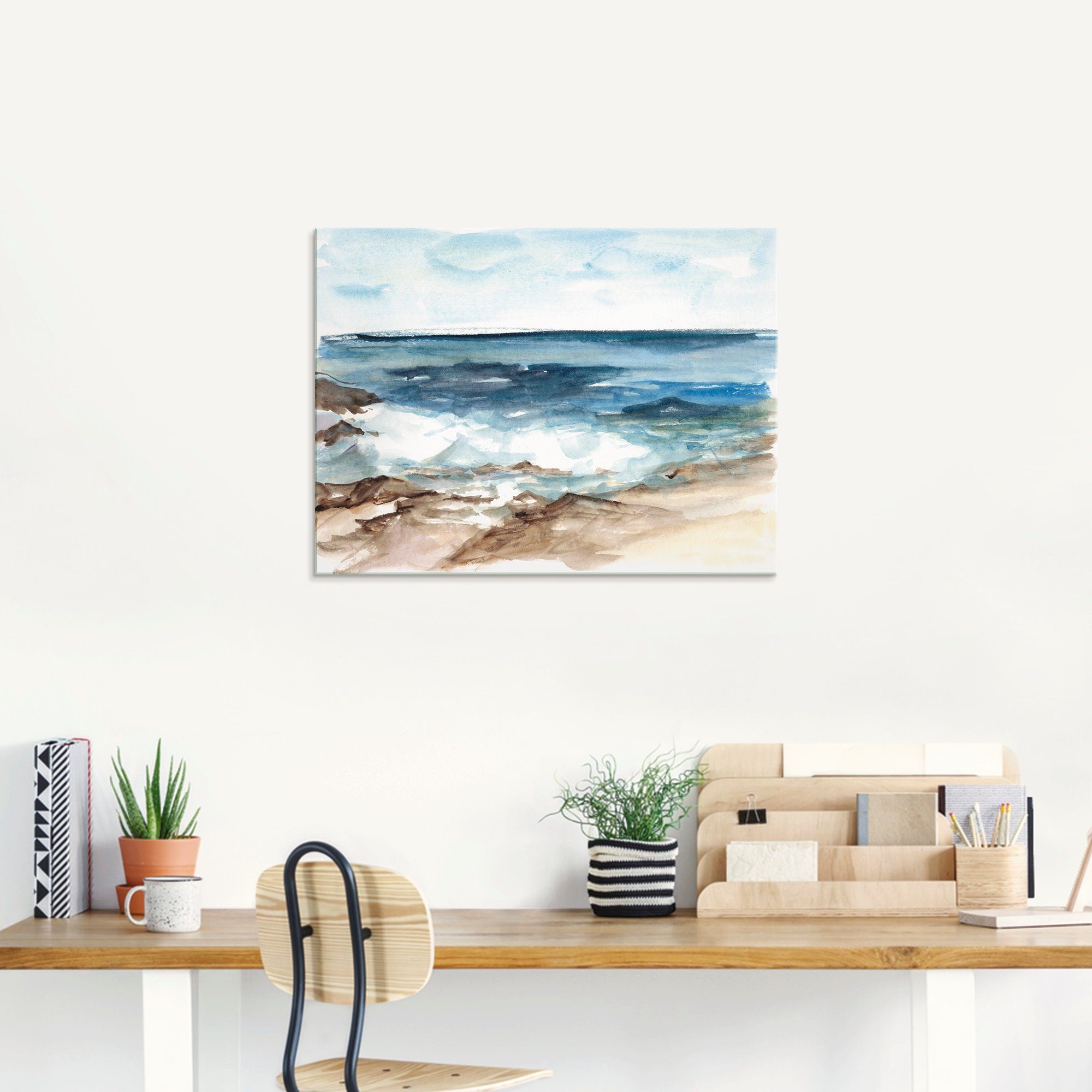 Artland Print op glas Waterverf kust V in verschillende maten