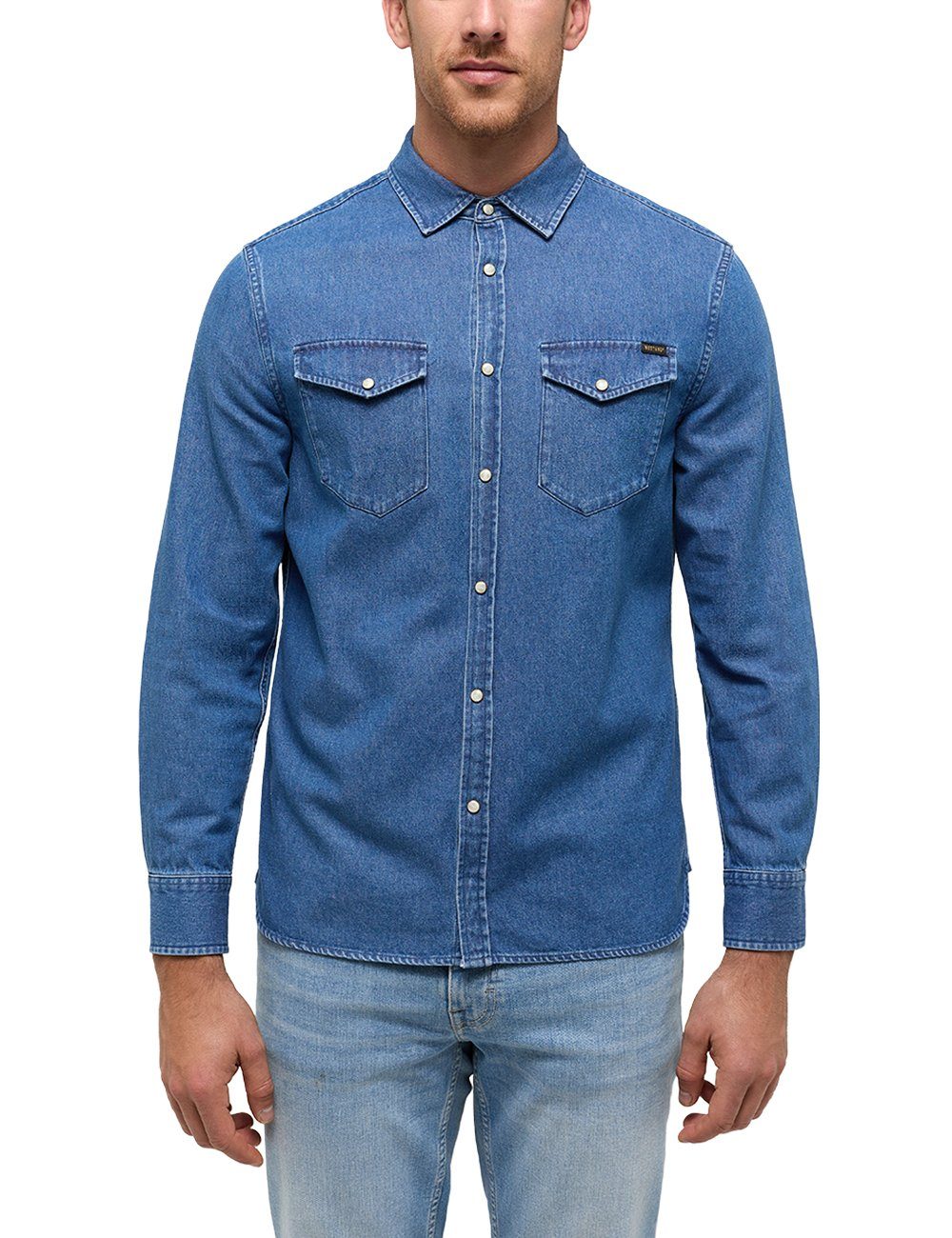 MUSTANG Jeans overhemd Style Duver heren denim overhemden maat XXXL blauw