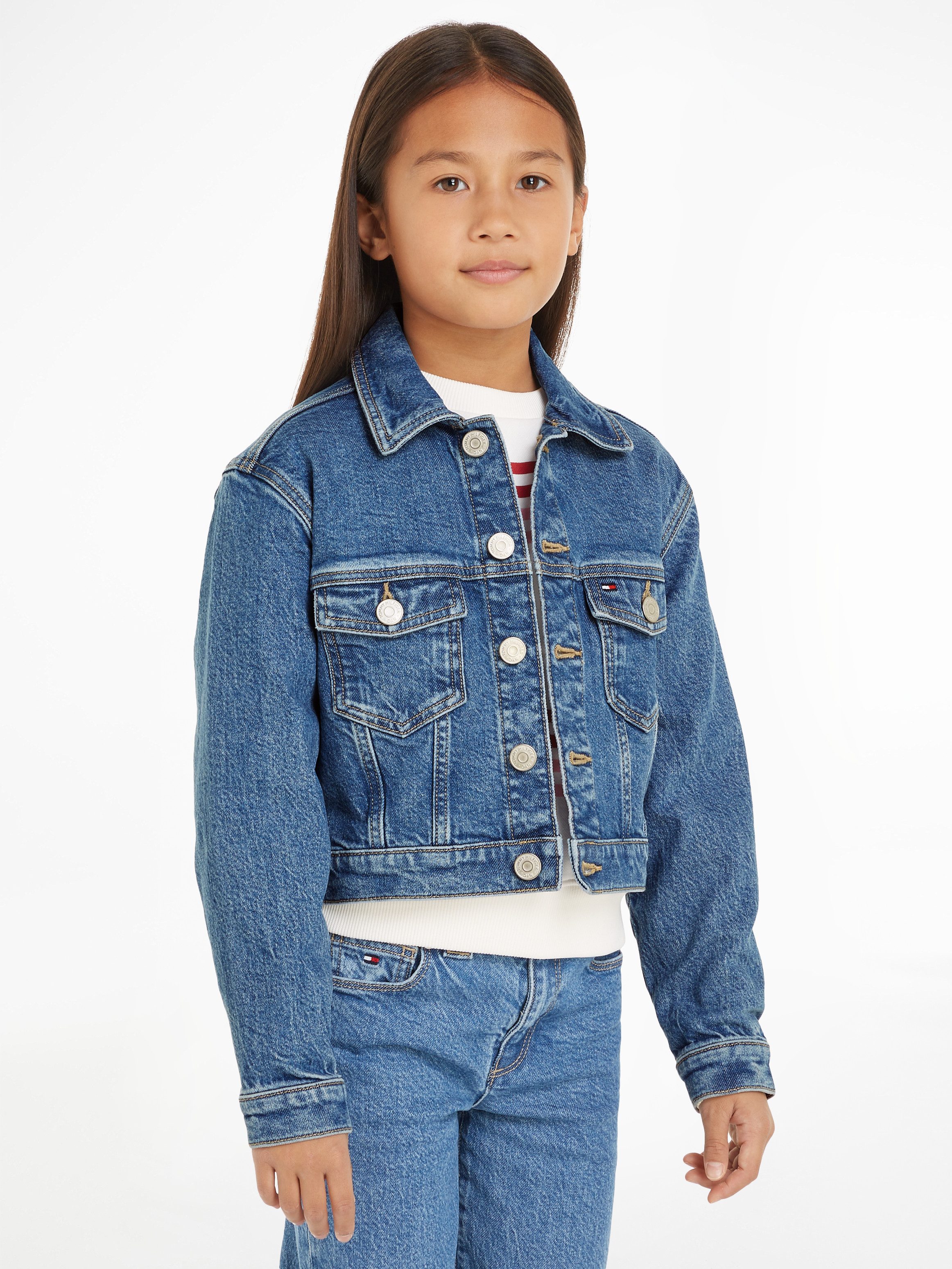 Tommy Hilfiger Jeansjack DENIM TRUCKER JACKET COMFORT Kinderen tot 16 jaar met logostiksel