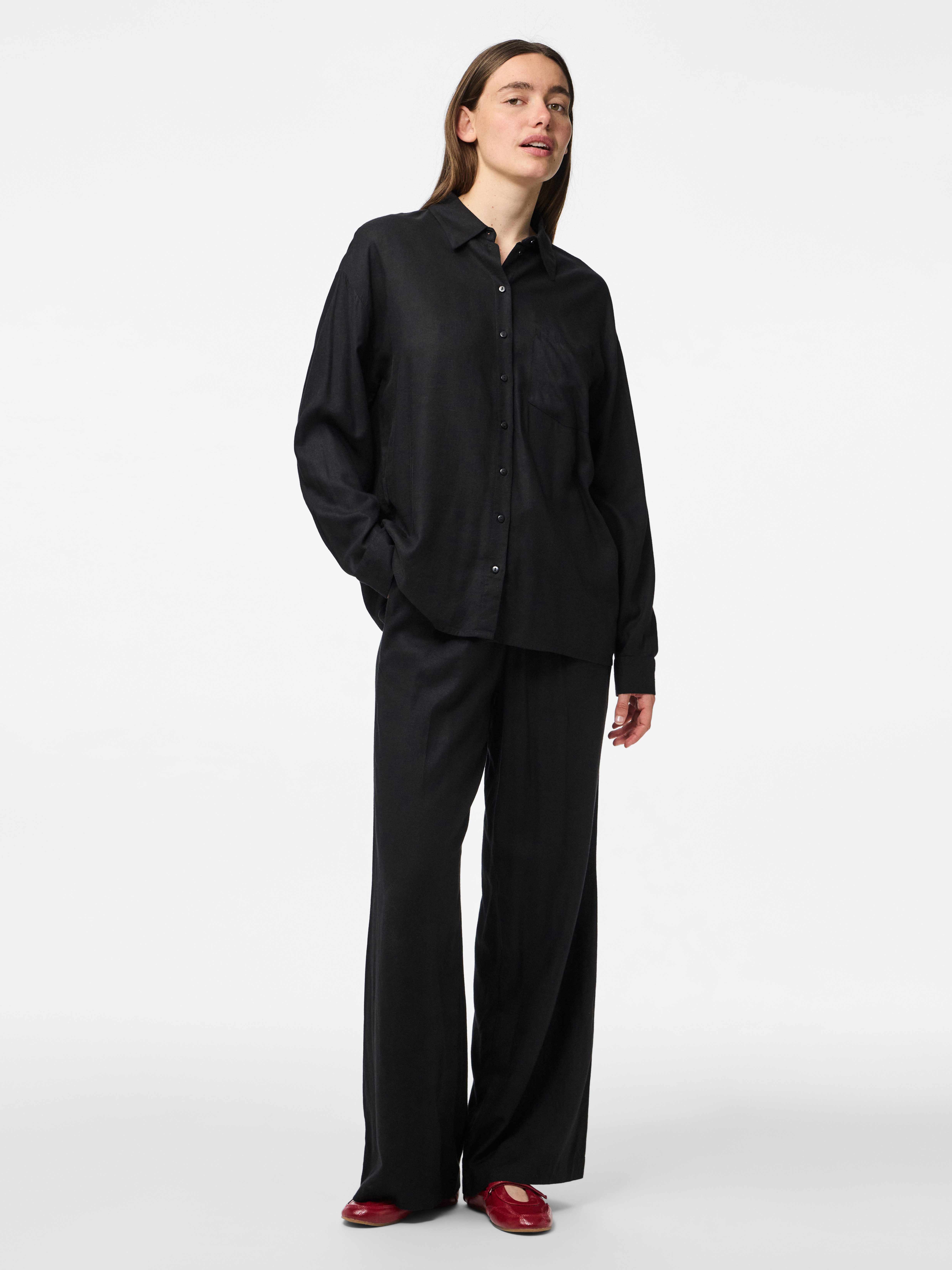 pieces Overhemdblouse PCPIA LS LOOSE SHIRT WVN NOOS
