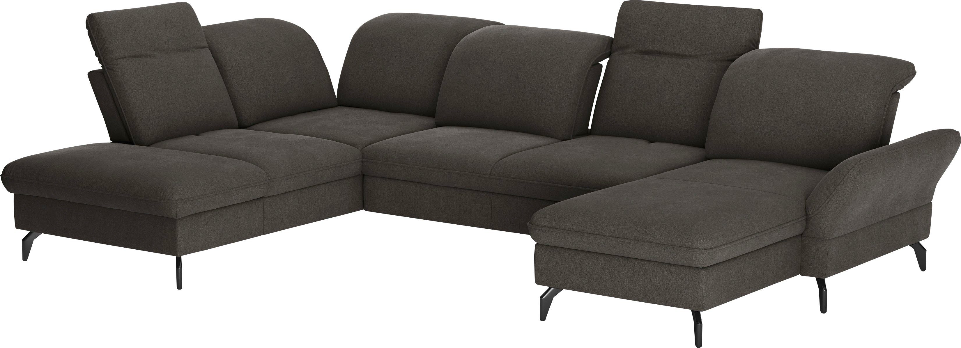sit&more Zithoek Leandro U-vorm Naar keuze met bed, hoofdbord en armleuningfunctie, en bedkist