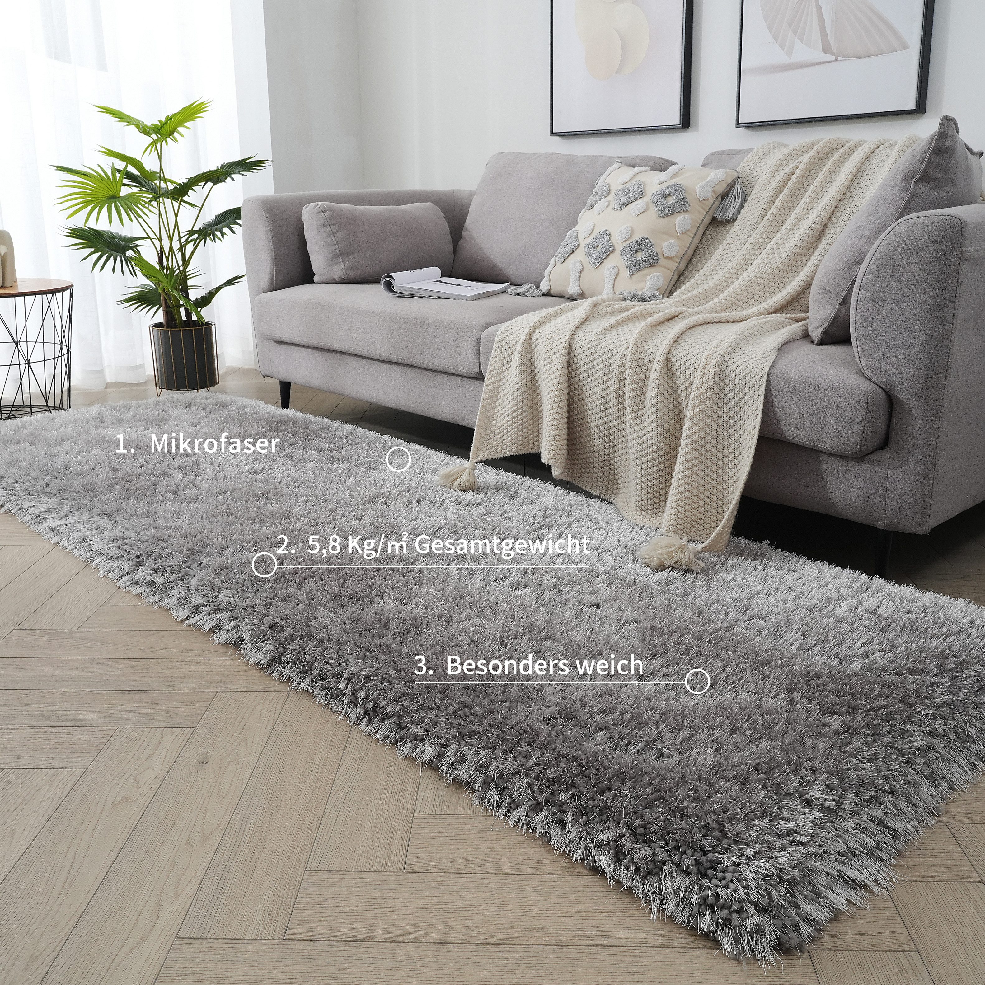 Guido Maria Kretschmer Home&Living Hoogpolige loper Micro exclusieve tapijt, zeer hoge pool, zacht door microvezel