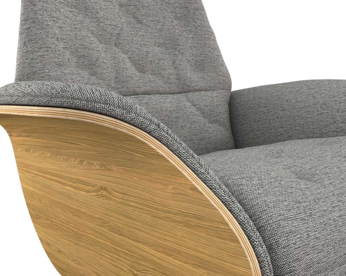 FLEXLUX Relaxfauteuil Volden praktische elektrische fauteuil Maat M, elektrische rug- en voetensteun, accu, armleuning Eiken, aluminium voet