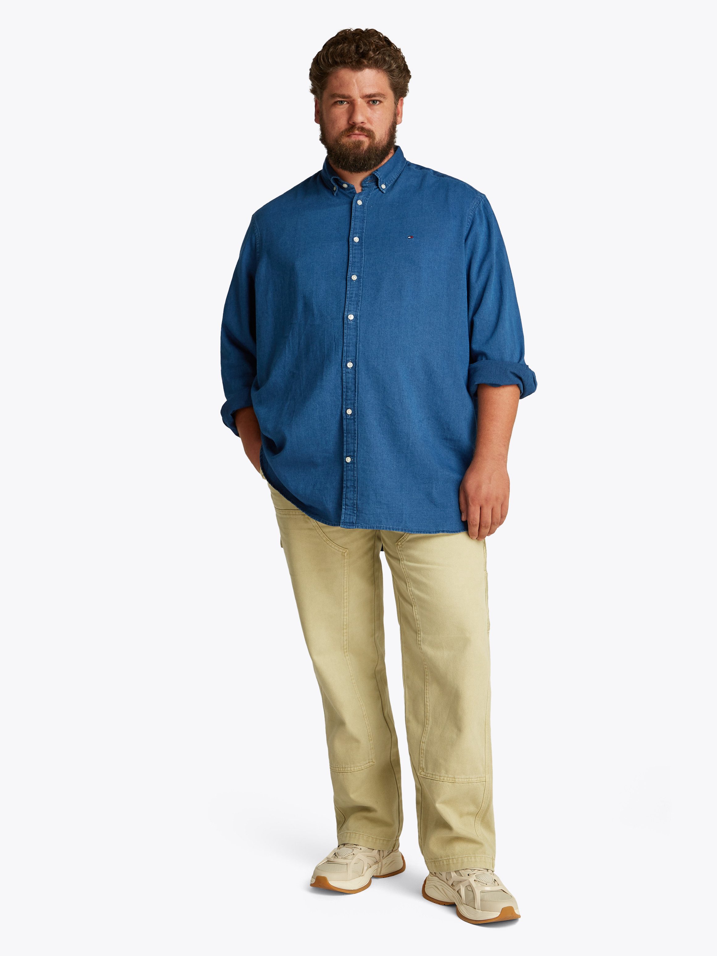 Tommy Hilfiger Jeans overhemd BT-CHAMBRAY SHIRT-B in grote maten, met logostiksel