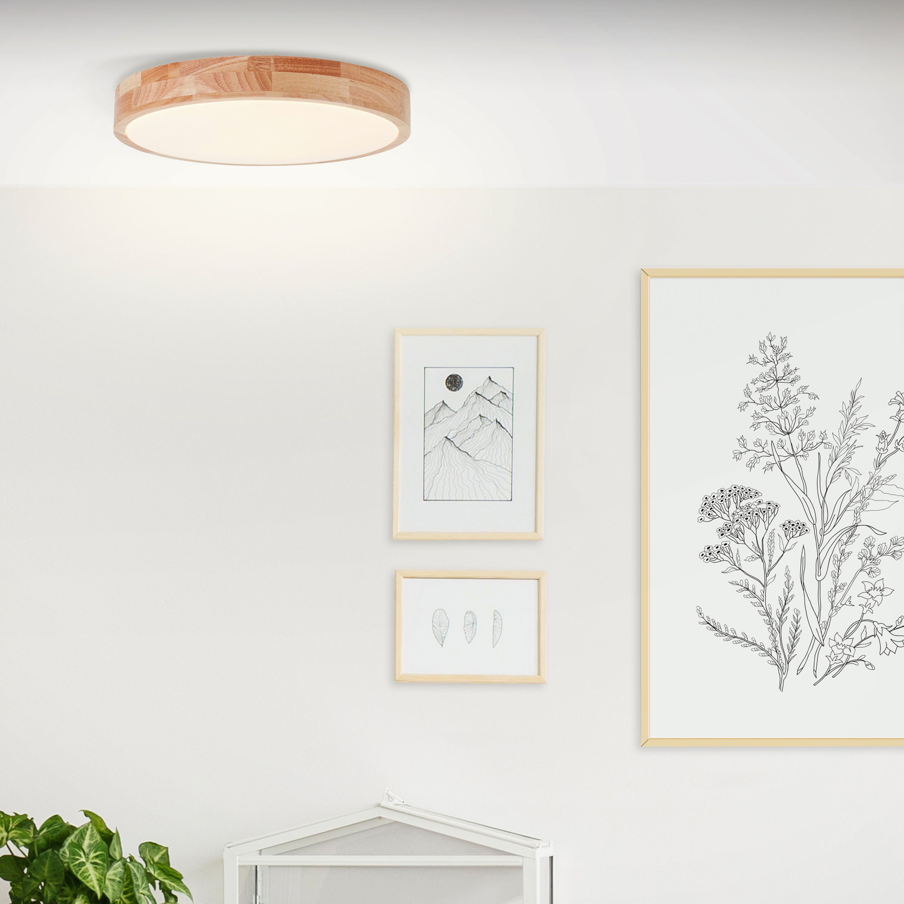 Brilliant Leuchten Plafondlamp SLIMLINE Led wand- en plafondlamp 39 cm hout licht/wit (1 stuk)