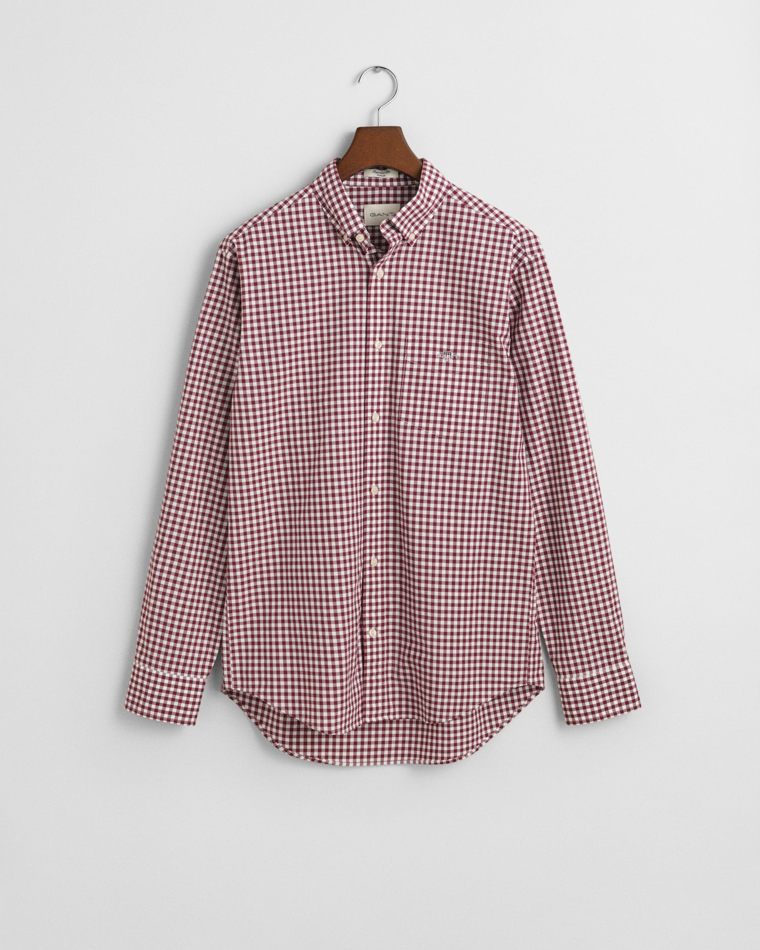 Gant Overhemd met lange mouwen REG POPLIN GINGHAM SHIRT met logoborduursel op borsthoogte