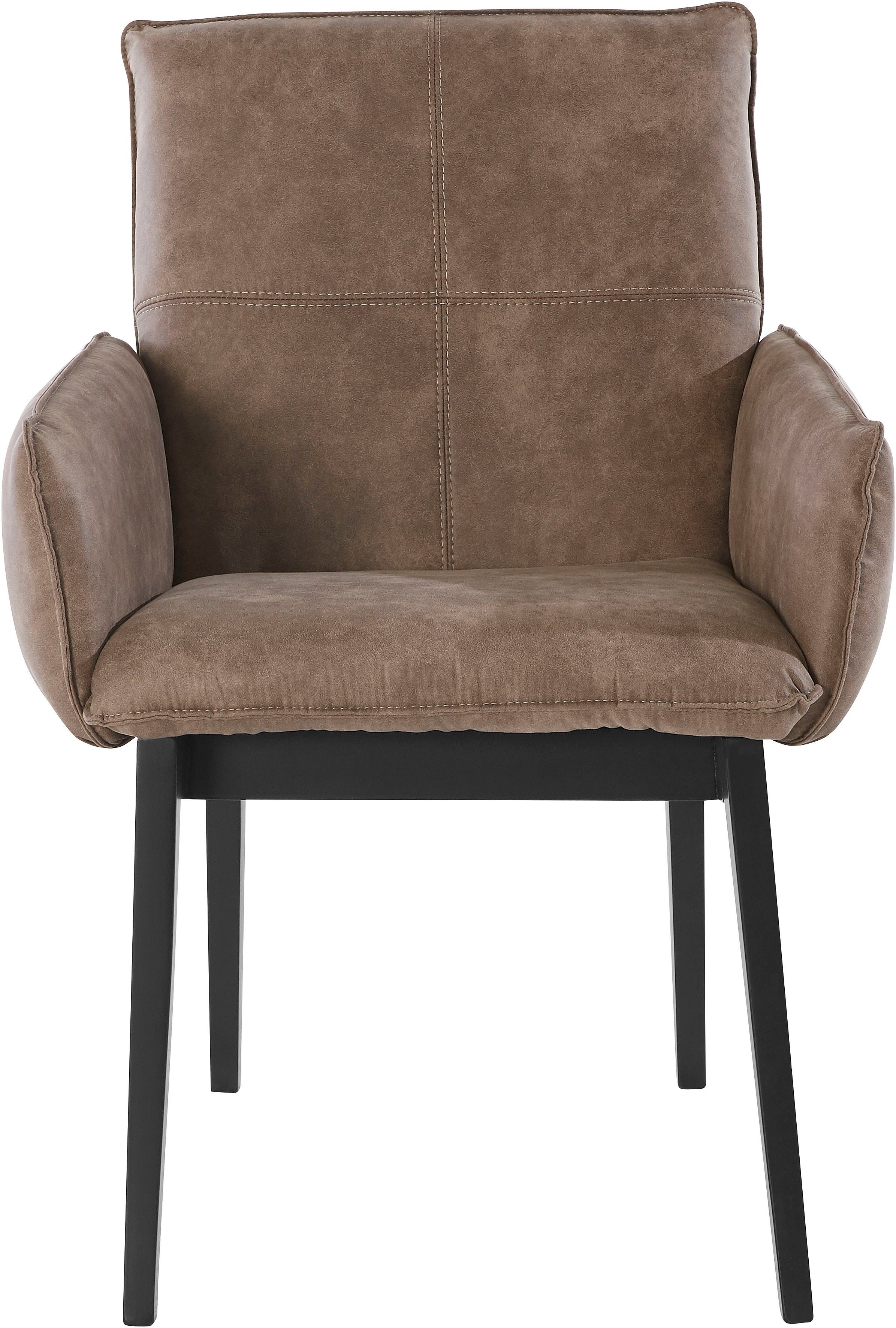 Home affaire Stoel met armleuningen Model 6 Bekleding van microvezel of leer, frame is beuken in zwart gelakt (2 stuks)