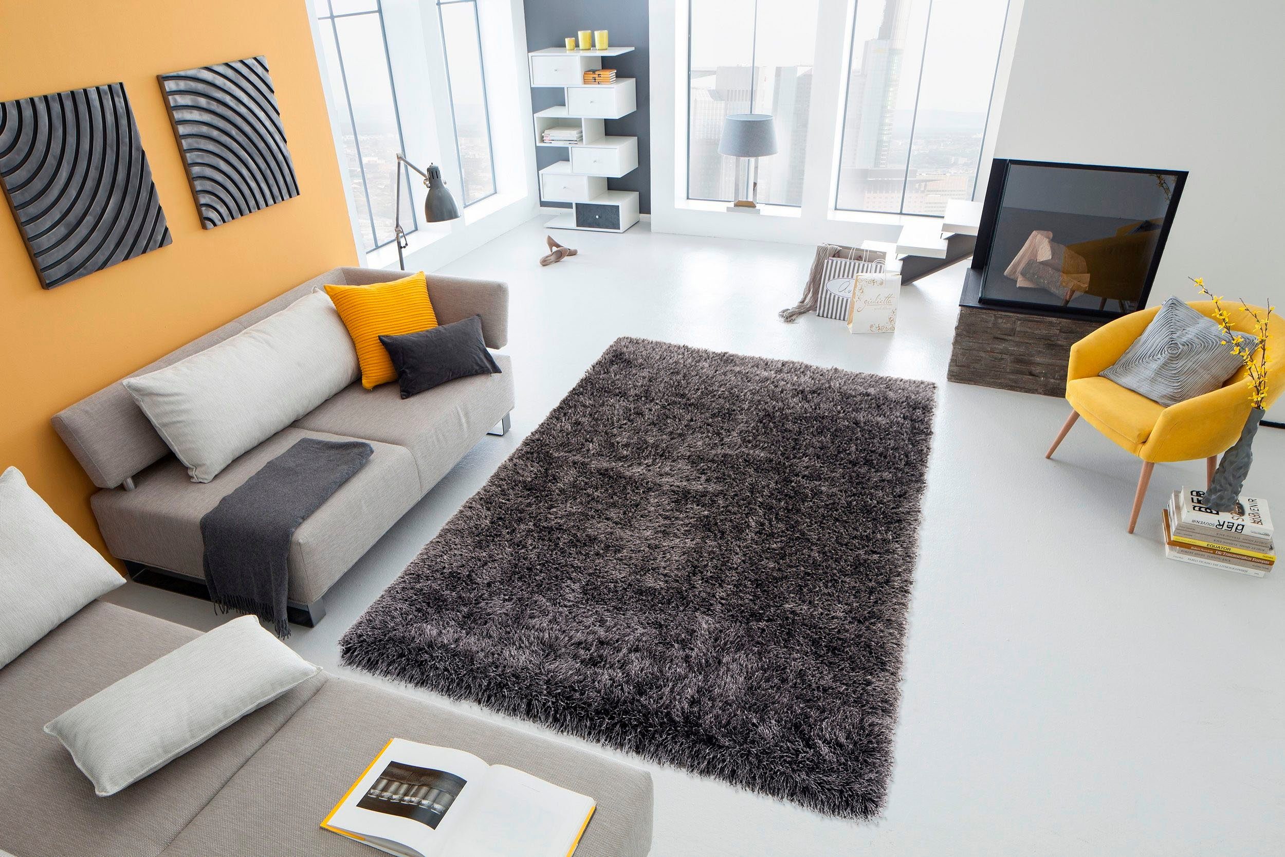 my home Hoogpolig vloerkleed Amadeo extra lange pool, uni
